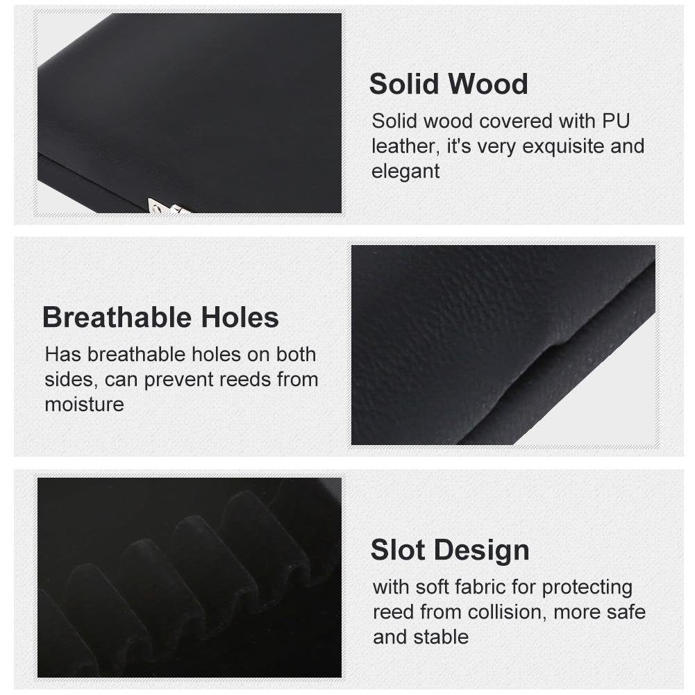 Oboe Reed Case Storage,Jones Oboe Reed,Wooden + Pu Leather Cover Reed Case Holder Storage Box For 10/12/20Pcs Reeds Cover (For 1