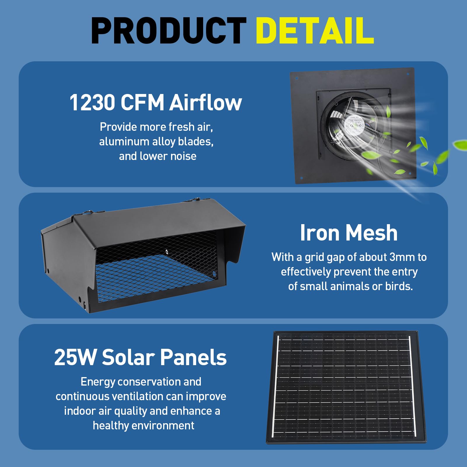 25W Solar Roof Vent Fan With 8 Inch Removable Roof Vents,Solar Attic Exhaust Fan For Ventilation System,Ideal Soalr Roof Fan For
