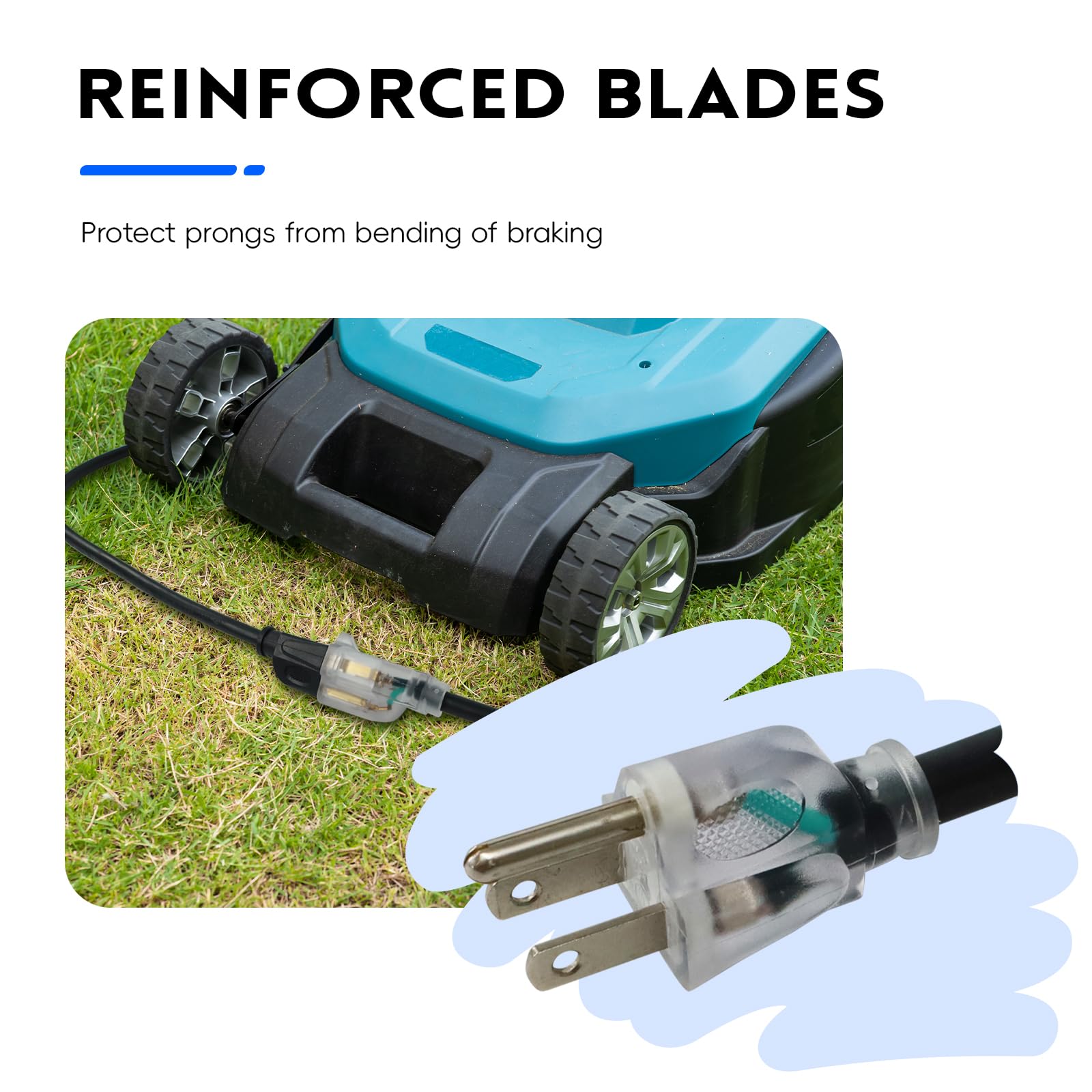 Ep 50Ft 14/3 Lighted Outdoor Extension Cord   14 Gauge 3 Prong Sjtw Heavy Duty Black Extension Cable With 3 Prong Grounded Plug