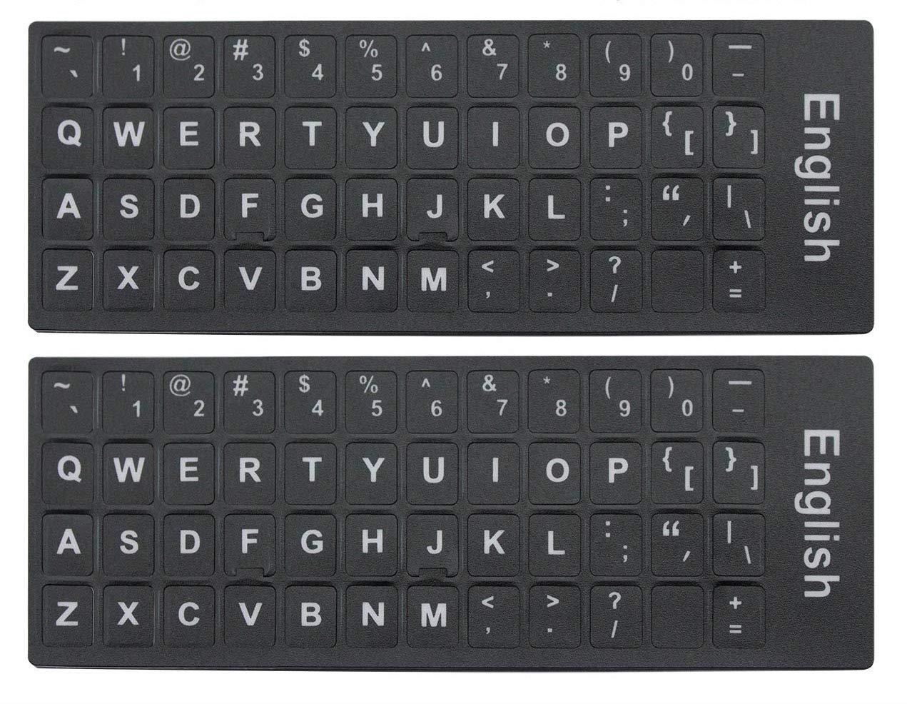 English Letters Non Transparent Keyboard Sticker With White Lettering On Black Background For Universal Computer, Laptop, Deskto