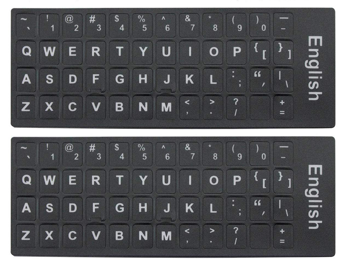 English Letters Non Transparent Keyboard Sticker With White Lettering On Black Background For Universal Computer, Laptop, Deskto