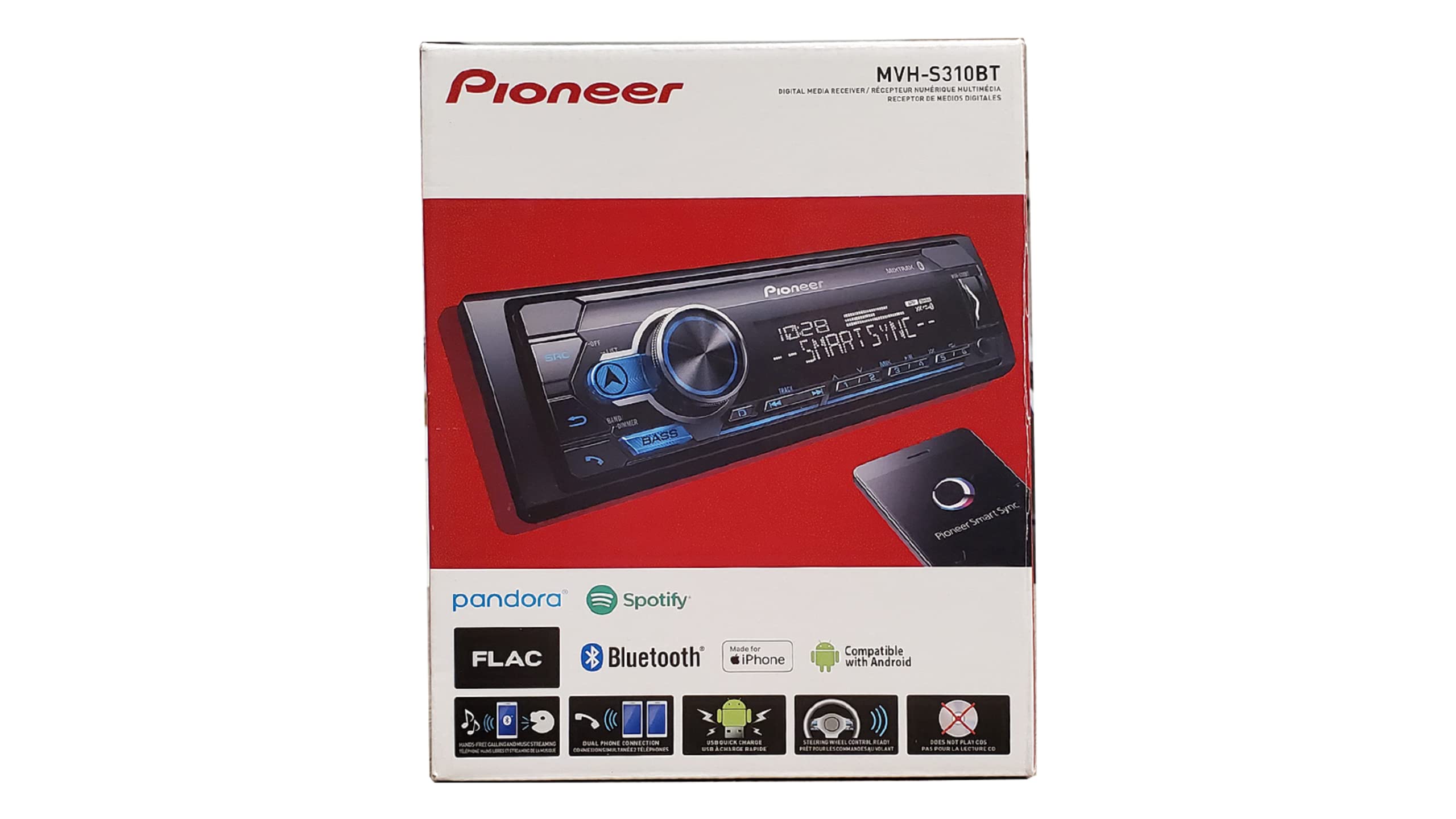 Pioneer Mvh-S310Bt Single Din Built-In Bluetooth, Mixtrax, Usb, Auxiliary, Pandora, Spotify, Iphone, Android And Smart Sync App