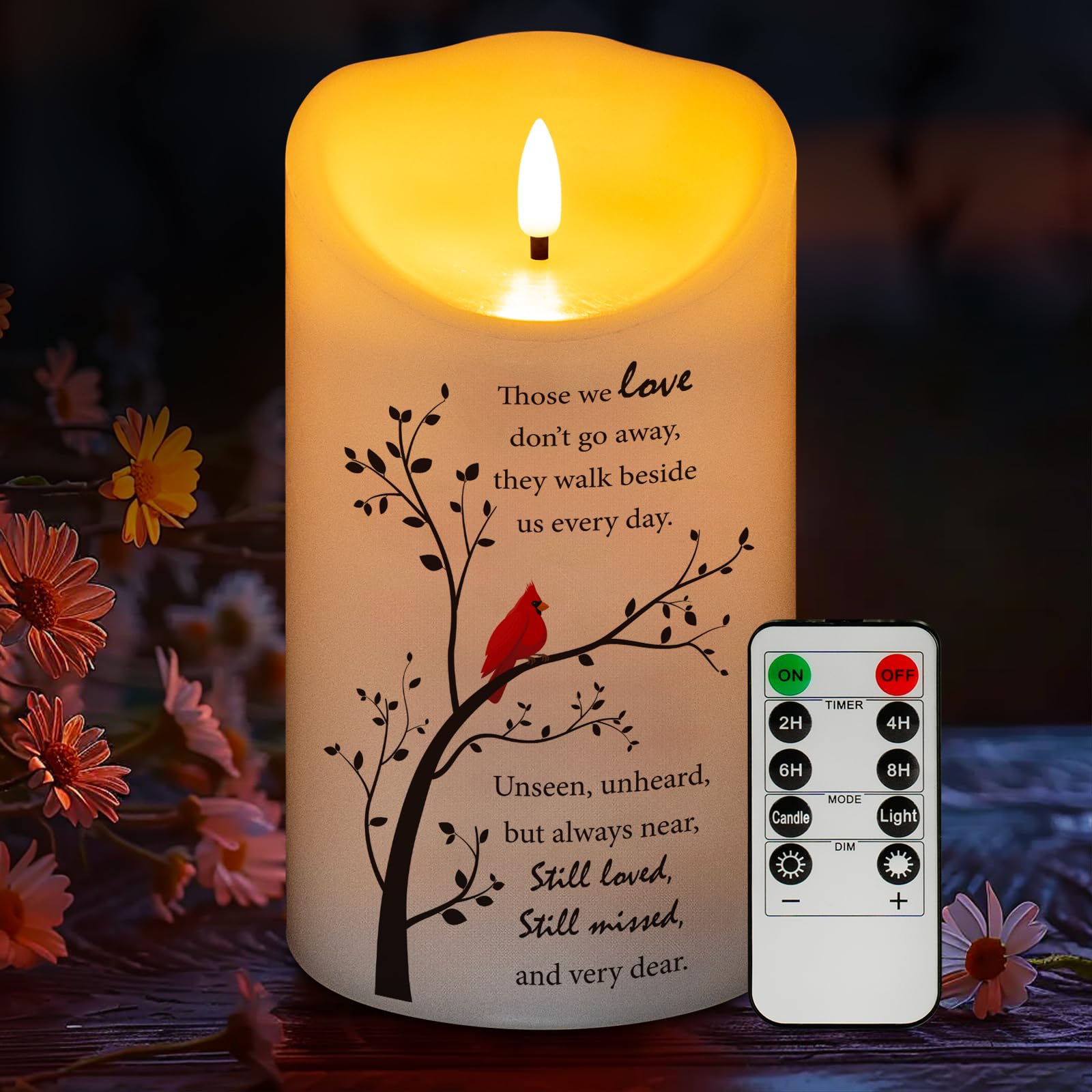 Hn Haiinaa Flameless Memorial Candle, Real Wax Led Light With Remote Sympathy Gifts For Loss Of Loved One, Mother, Father   Reme