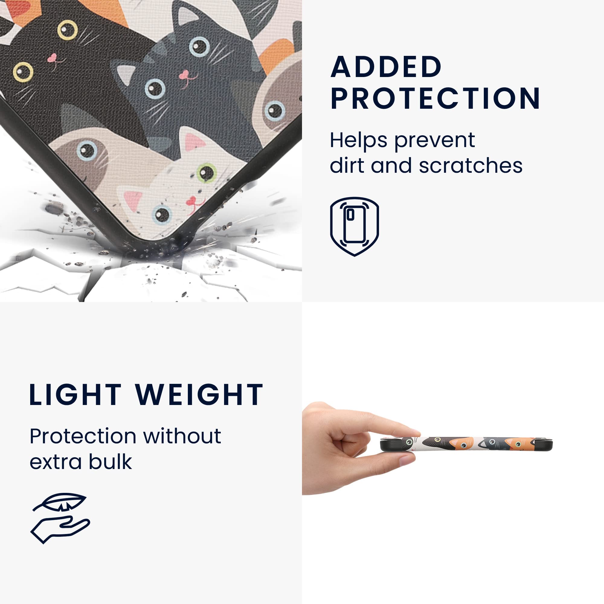 Kwmobile Case Compatible With Barnes & Noble Nook Glowlight 4 / 4E Case   Ereader Cover   Cats Orange/Black/White