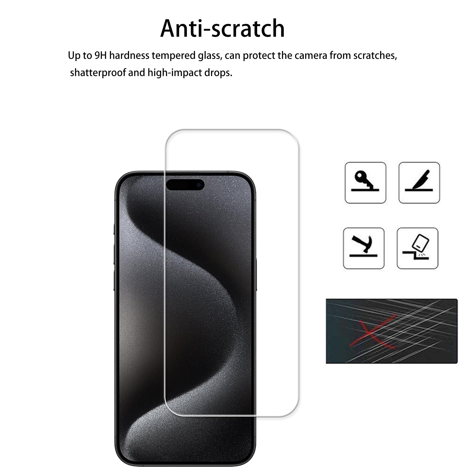 Hkkais Screen Protector For Iphone15 Pro Max Tempered Glass Film With Easy Alignment Tool 3 Pack