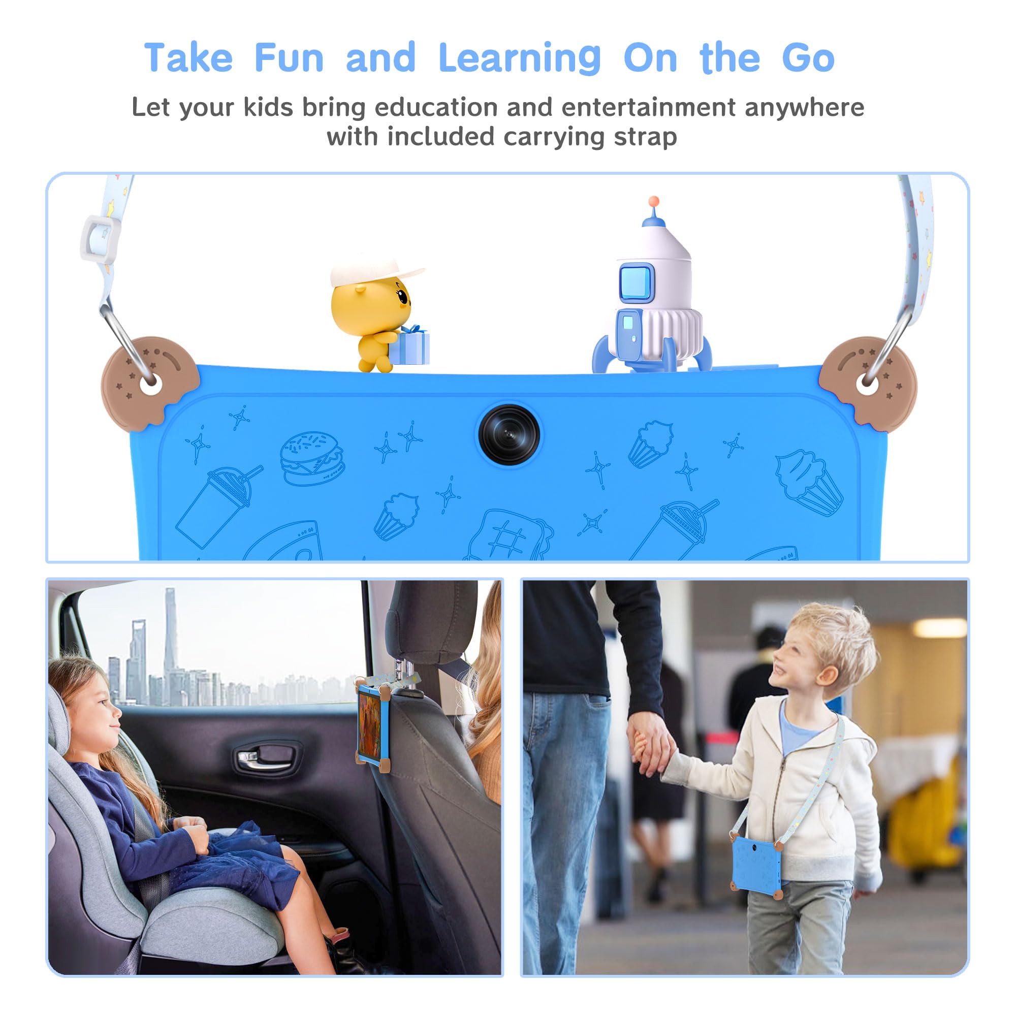 Topsand Kids Tablet, 8 Inch Android 13 Tablet For Kids 3 12 With Kidoz Preinstalled, 6Gb+32Gb Storage, Wifi 6, Quad Core, Parent