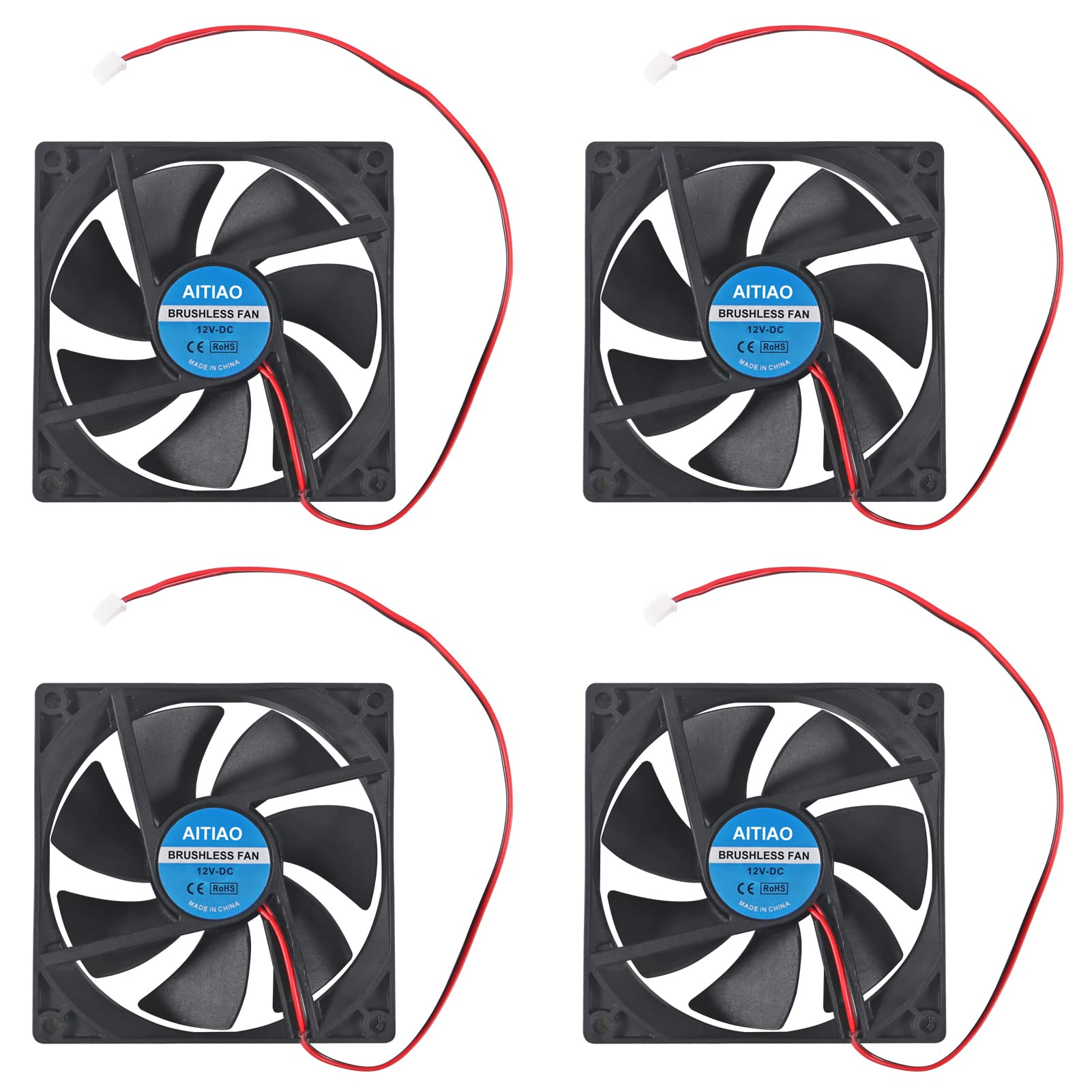 Aitiao 4Pcs 9225 Computer Fan 2Pin Dc 12V 92Mm 92Mm 25Mm High Speed Muffin Fan Cooling Fan,Ul Certified For 3D Printer Computer
