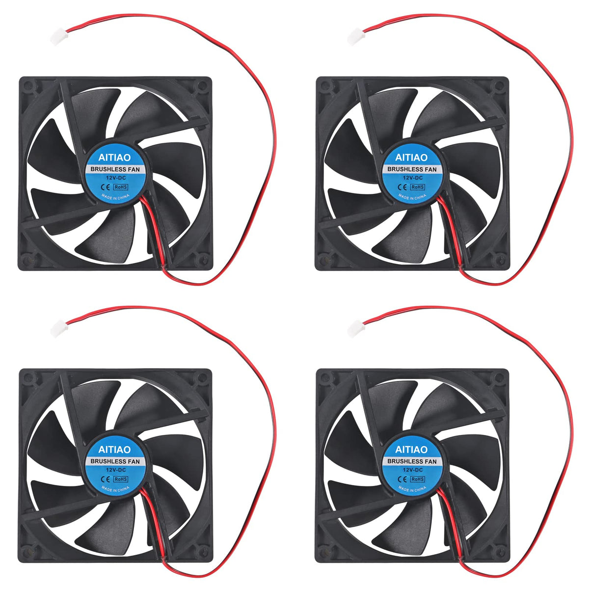 Aitiao 4Pcs 9225 Computer Fan 2Pin Dc 12V 92Mm 92Mm 25Mm High Speed Muffin Fan Cooling Fan,Ul Certified For 3D Printer Computer