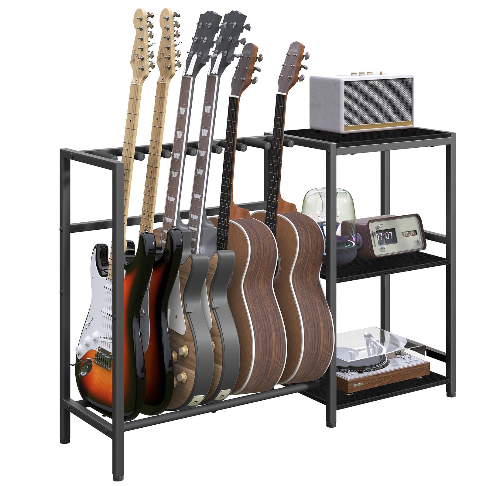 MAHANCRIS Guitar Stand, Guitar Holder for 5-6 String Instruments, Suitable for Acoustic Guitar, Bass, Guitar Rack with Side Shel