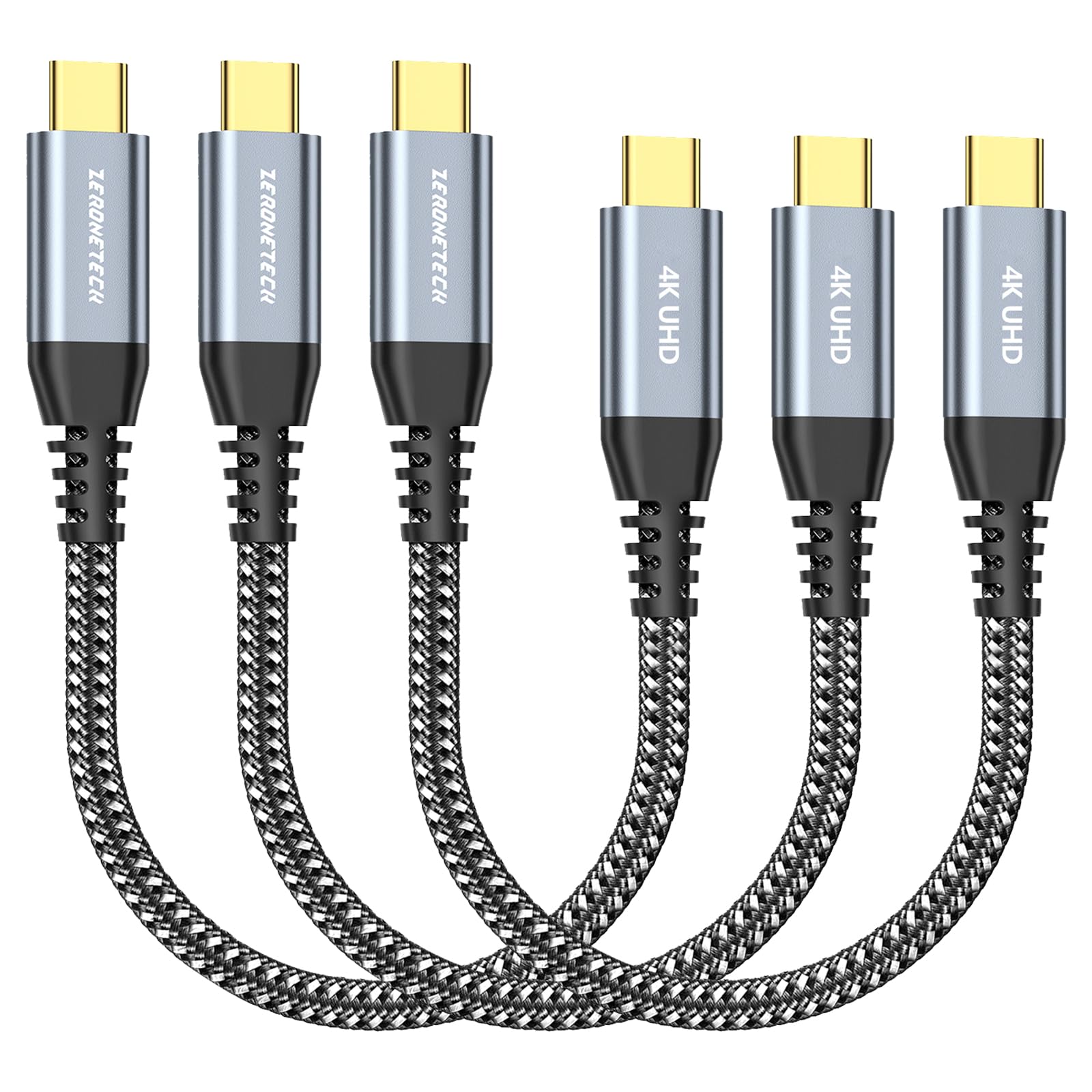 Usb C To Usb C Cable (1Ft 3Pack), Usb C 3.2 Gen 2 Cable 20Gbps High Speed Data Transfer, 4K Usb C To Usb C Monitor Cable 100W Ch