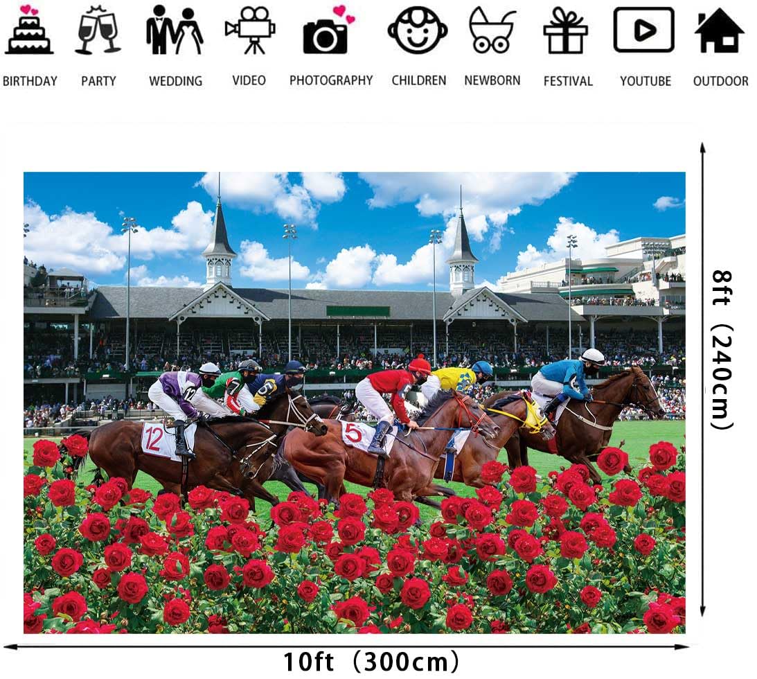 Kentucky Derby Backdrop Red Rose Garden Racecourse Photography Background Horse Racing Run For The Roses Banner Kentucky Derby P