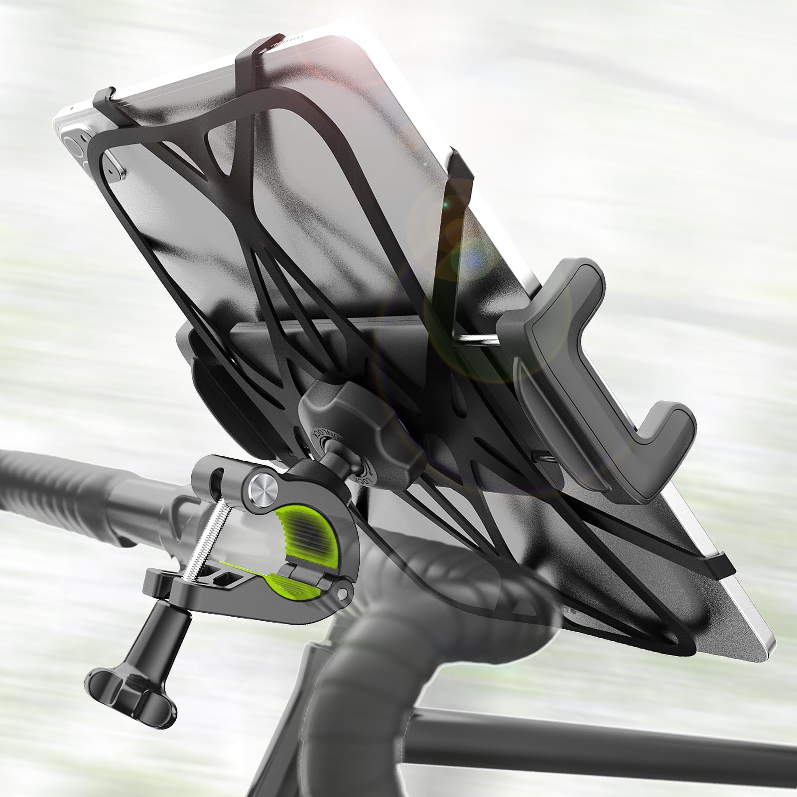 Wukanleng Motorcycle Phone Tablet Mount For 3/4''-11/4'' Handlebar, Dual Protection Bike Tablet Holder Fits 4-11'' Devices, Bicy