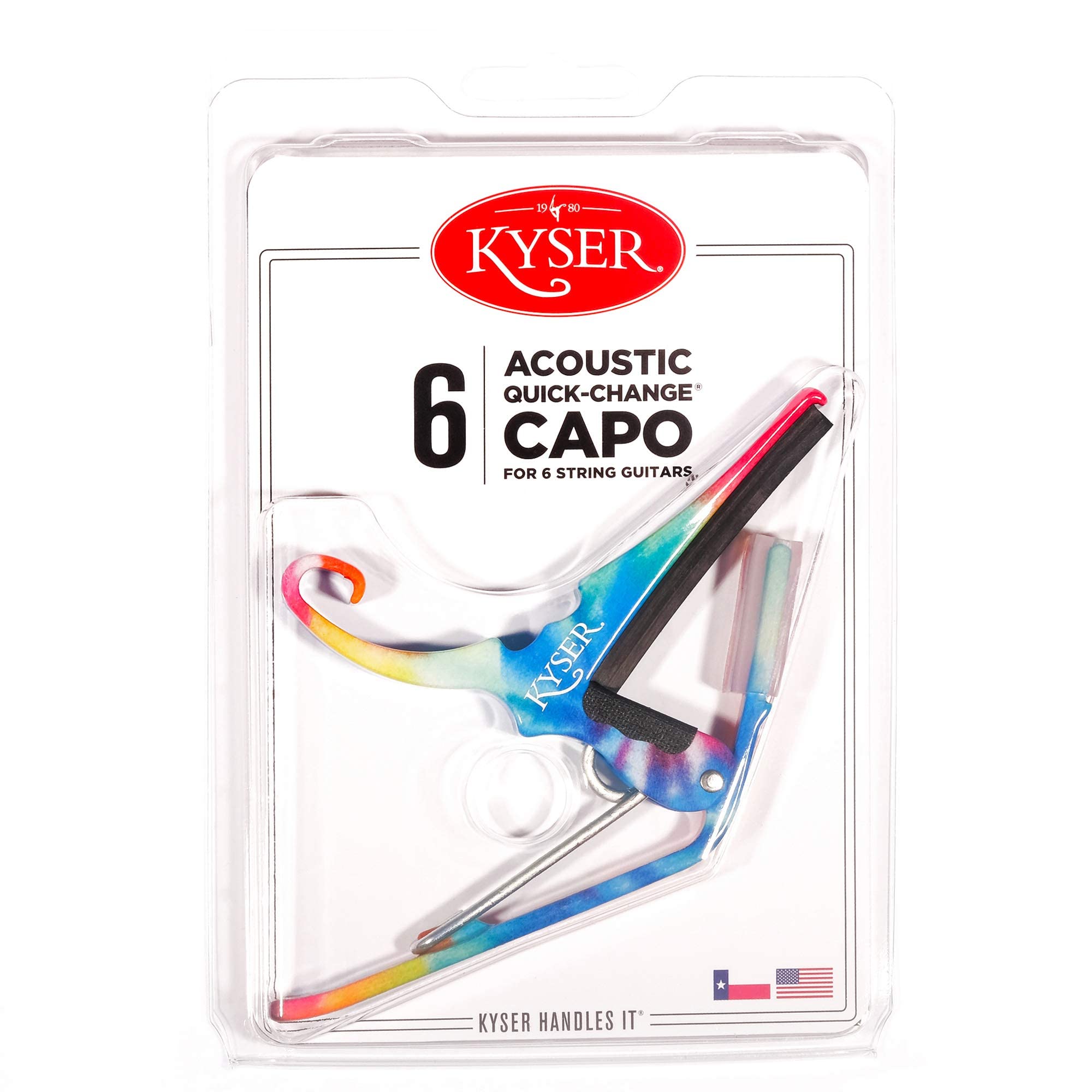 Kyser Quick Change Guitar Capo For 6 String Acoustic Guitars, Tie Dye, Kg6Tda
