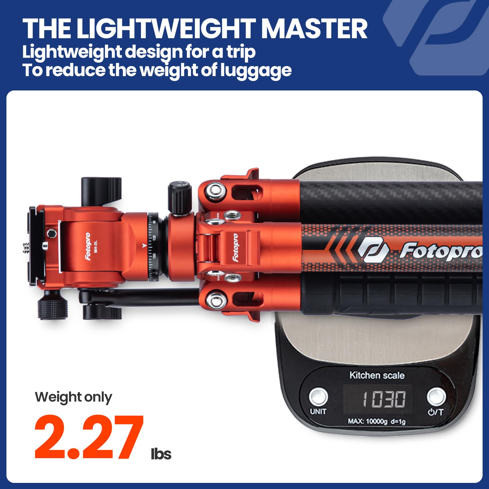 Fotopro Carbon Fiber Travel Tripod 2.2Lbs Ultralight 64 Inch Portable Compact Travel Video Tripod For Camera Dslr Load Up To 22L