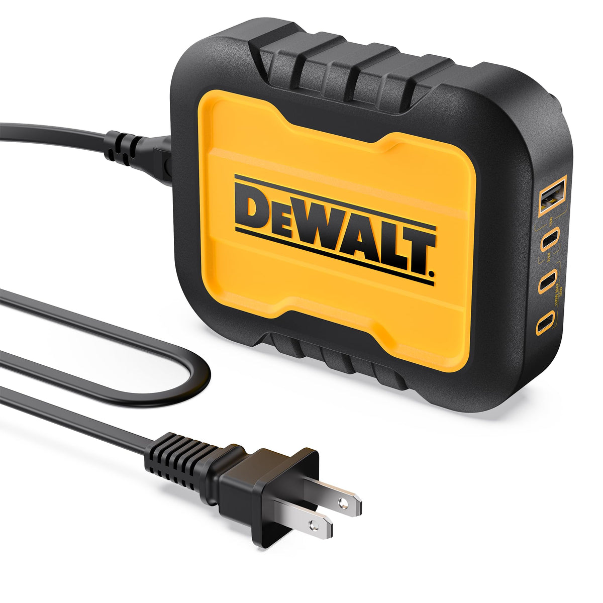 Dewalt 4 Port Usb Charger Block, 100W Usb C Charger Intelligent Power Sharing, 6Ft Power Cord   Charge 4 Devices Simultaneously