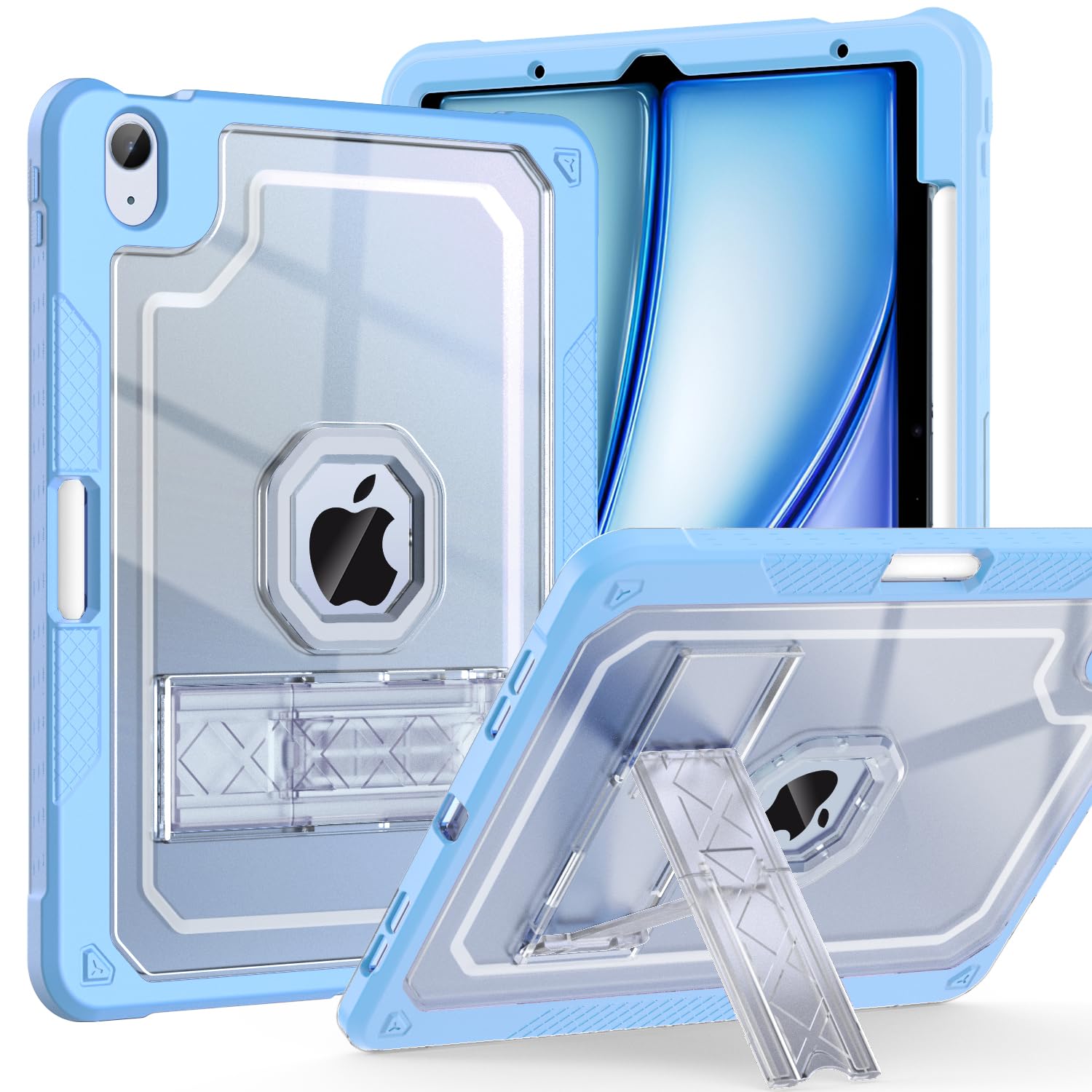 Zonefoker For Ipad Air 6Th 11 Inch M2 Generation Case 2024, Ipad 5Th/4Th 11 Inch 2022/2020, Sky Blue Slim Cover With Pencil Hold