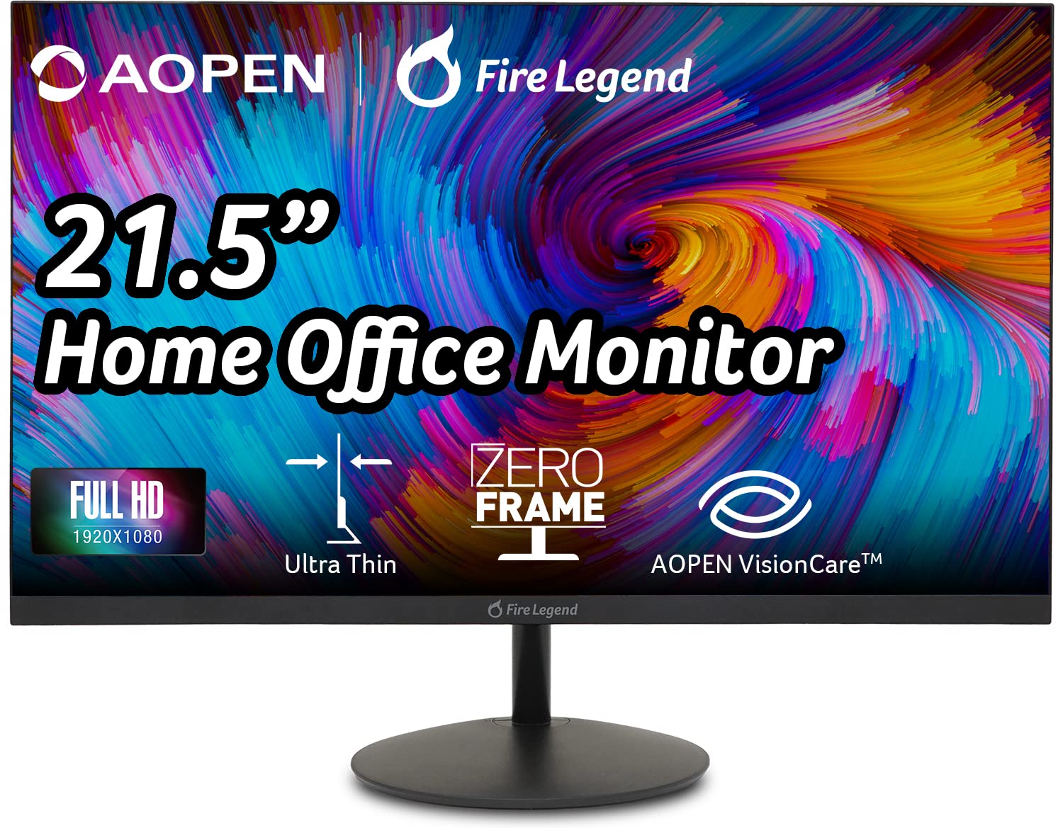 Aopen 22Sa2Q Hbi 21.5' Full Hd (1920 X 1080) Zero Frame Gaming Office Monitor | Amd Freesync Technology | Ultra Thin Stylish Design | Up To 100Hz | 1Ms (Tvr) | Low Blue Light | Tilt | Hdmi & Vga Ports