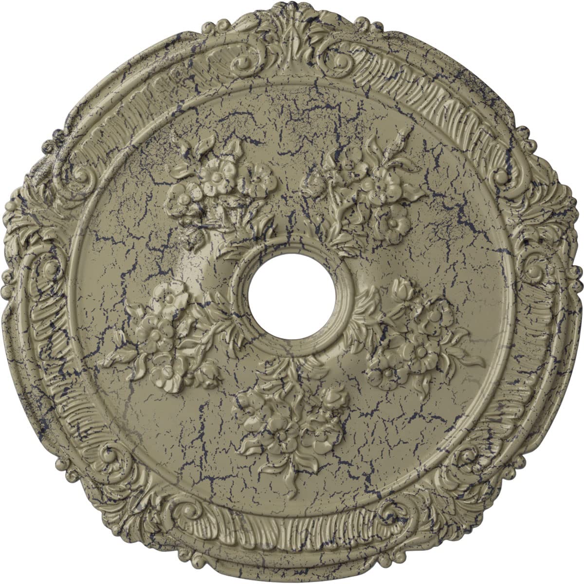Ekena Millwork Cm26Atcsc Attica With Rose Ceiling Medallion, 26''Od X 3 3/4''Id X 1 1/2''P, Hand Painted Castle Stone Crackle