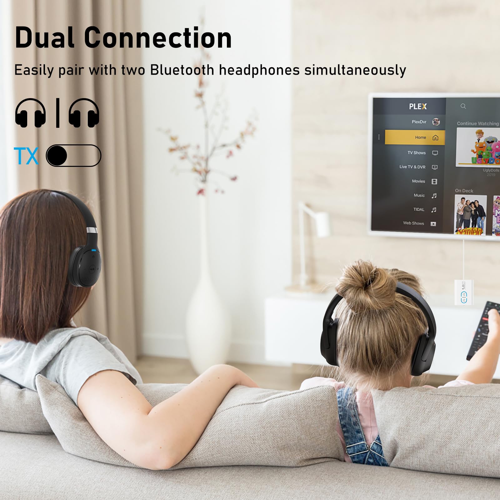 1Mii Bluetooth Transmitter Receiver For Tv/Airplane To Headphones, Bluetooth 5.3 Aux/Rca Audio Adapter With Aptx Adaptive/Low La