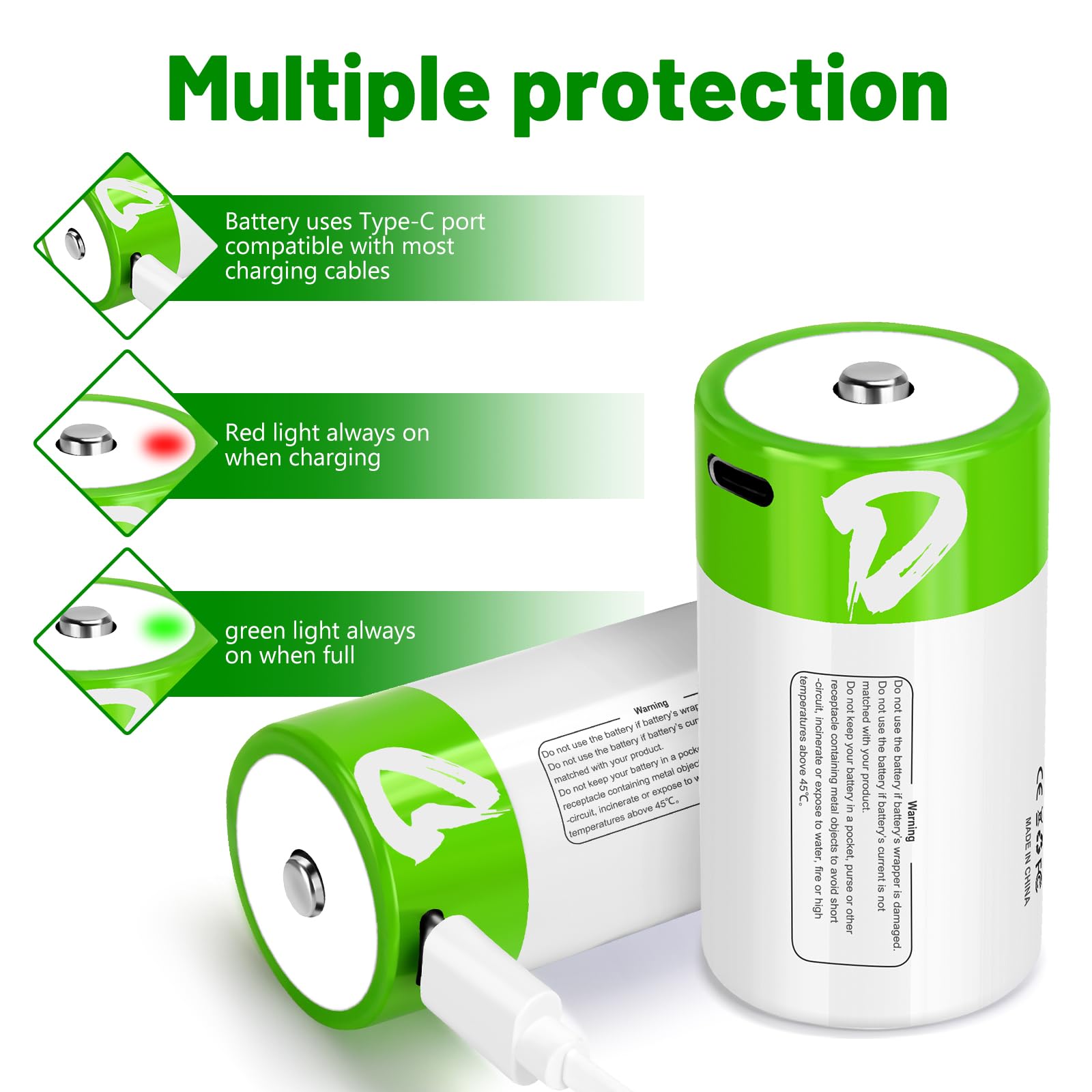 Temibatt Rechargeable D Batteries 8 Pack,1.5V 7500Mwh Lithium D Battery Replacement For Lr20 For Flashlight Toy