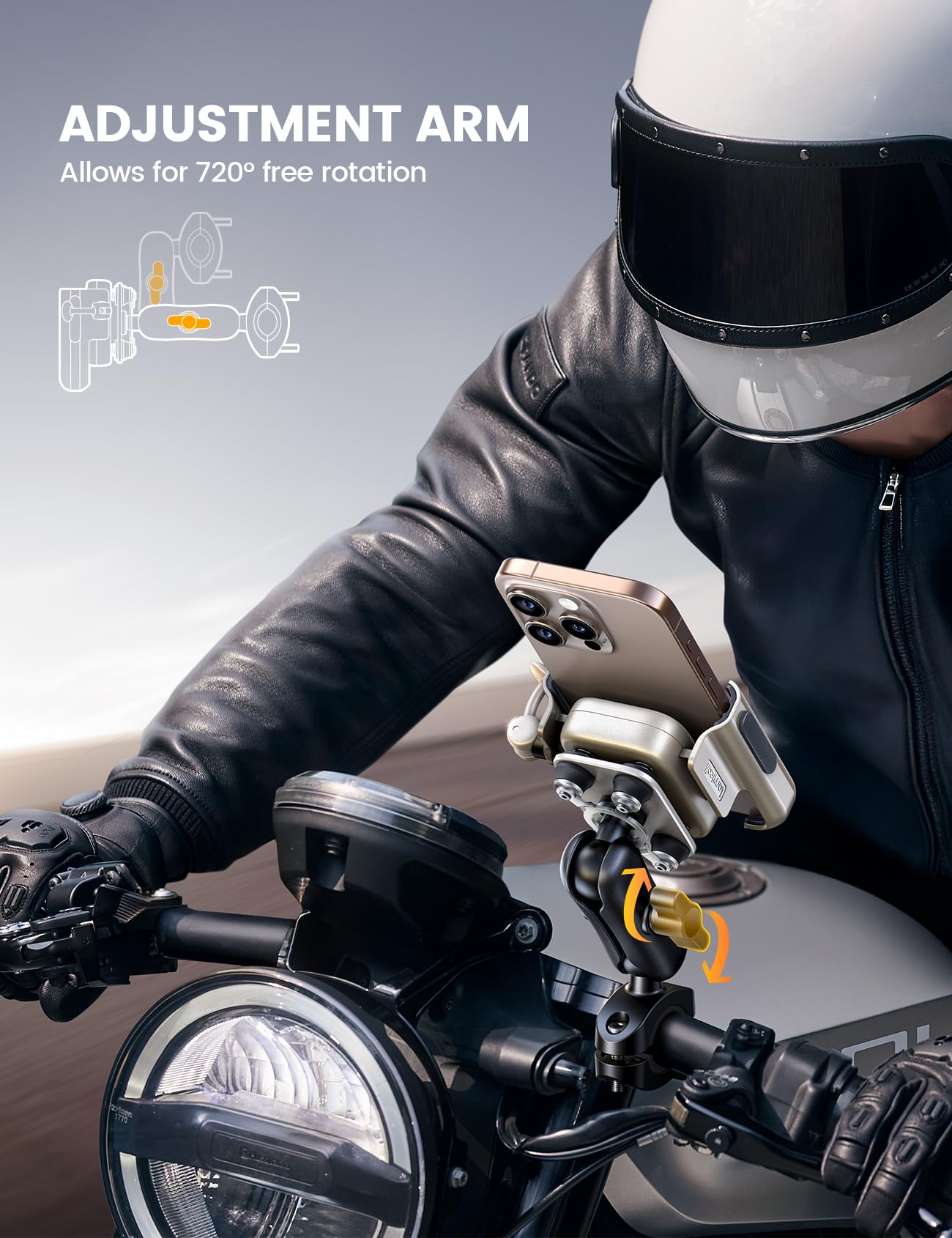 Lamicall Motorcycle Phone Mount Holder - [All Metal] [Anti Shake] [1S Lock] Bike Phone Holder Handlebar Clamp, Bicycle Cell Phon