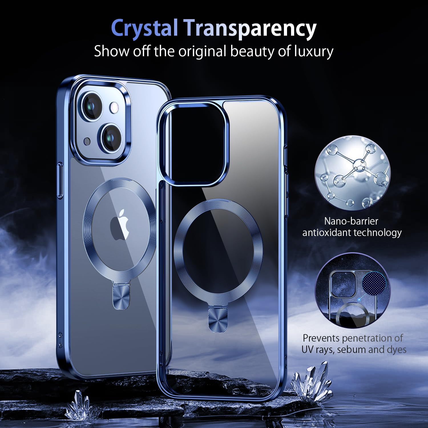 Tlikemiss [Cd Ring Compatible With Magsafe Invisible Stand] Magnetic For Iphone 15 Case, [Electroplated Bumper Non Yellowing][Lo