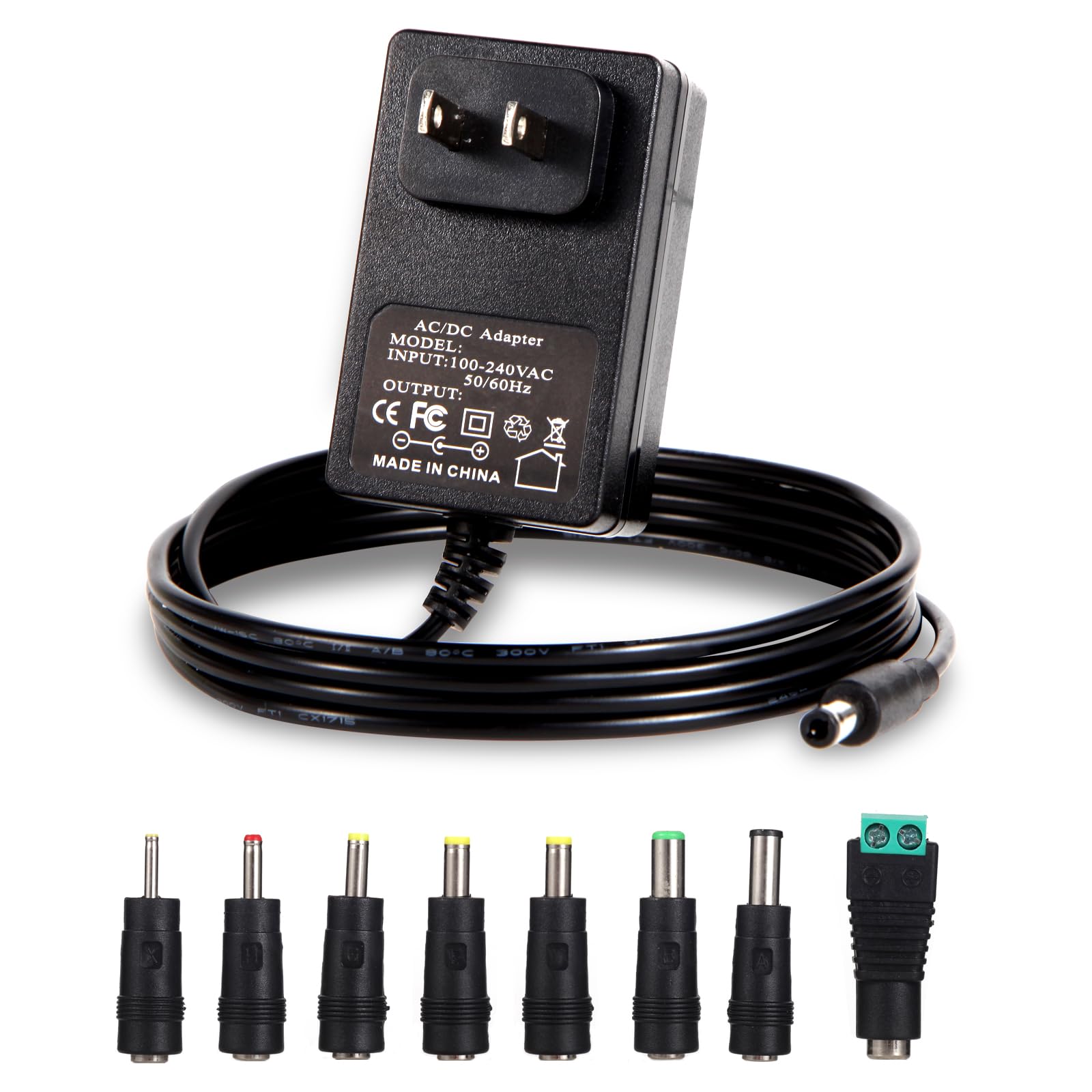 15V 1.5A 1A Power Supply AC DC Adapter with 8 Interchangeable DC Plug, Universal 15 Volt Power Cord, Charger 100240v, 50/60HZ, 