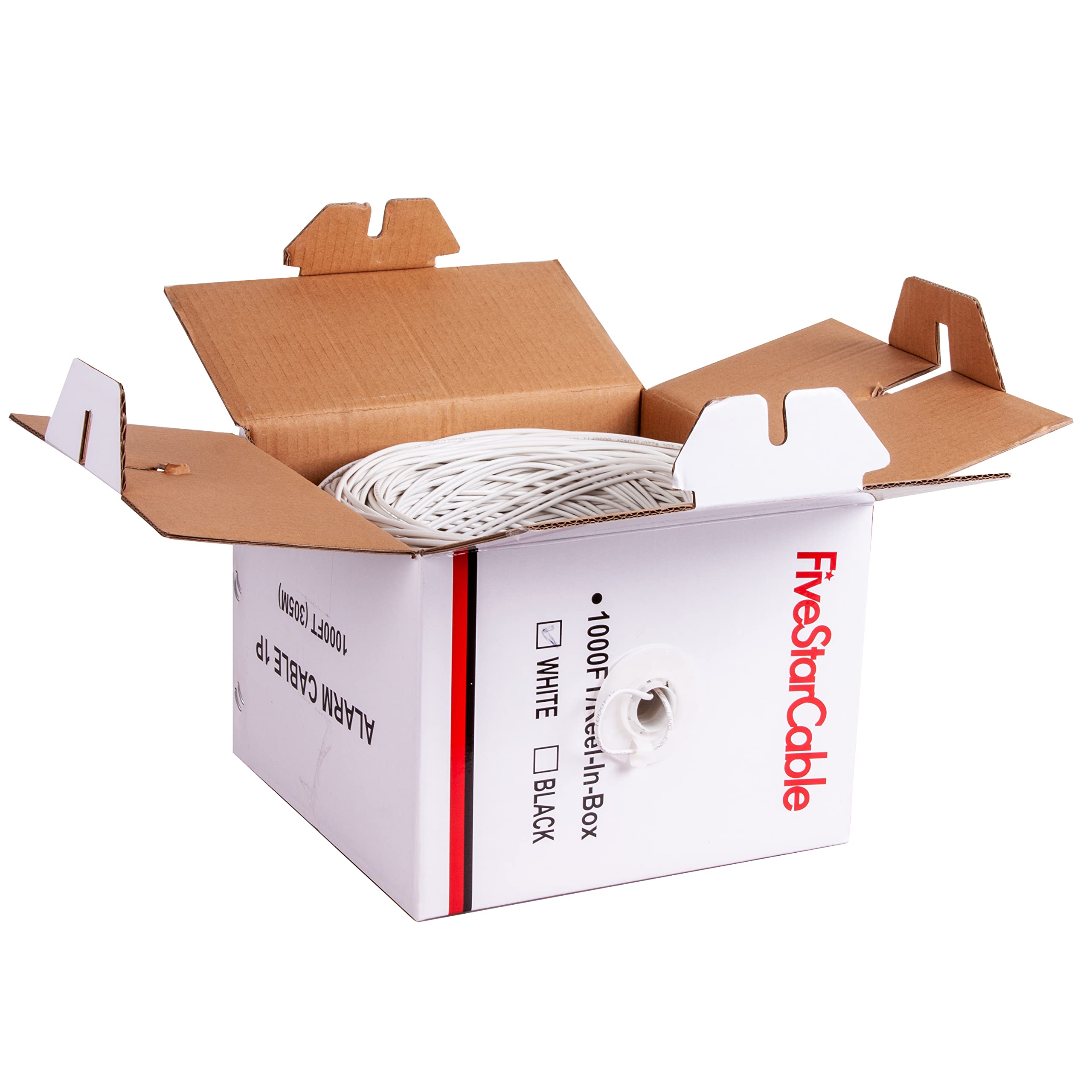 Fivestarcable 22 2 1000 Ft. Alarm Wire 22Awg 2 Conductors 22/2 22 2 Security Cable Alarm Bulk Cable For Efficient Power And Signal Transmission White