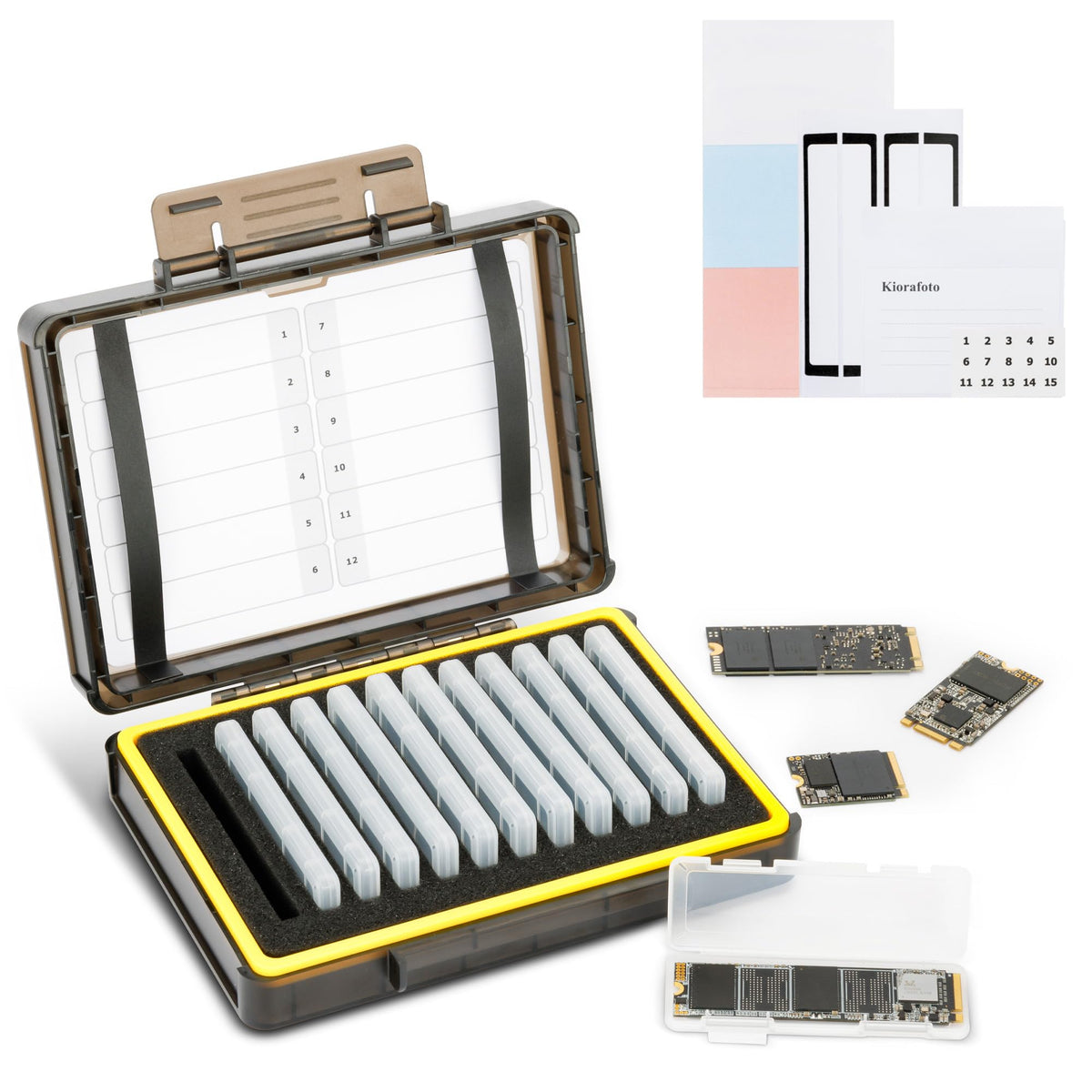 Dual Protect Hard M.2 Ssd Holder With 12 Pcs Individual Clear M.2 Nvme Case For M.2 2280 2260 2242 2230 Ssds Storage, Water Resi