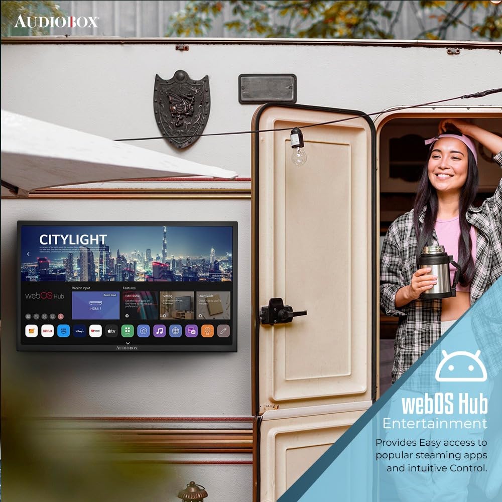 Audiobox 32-Inch Smart Led Hdtv For Rv, Camping | Magic Remote, Webos Hub, Bluetooth, Dual-Band Wifi, & 12V Ac/Dc Compatibility