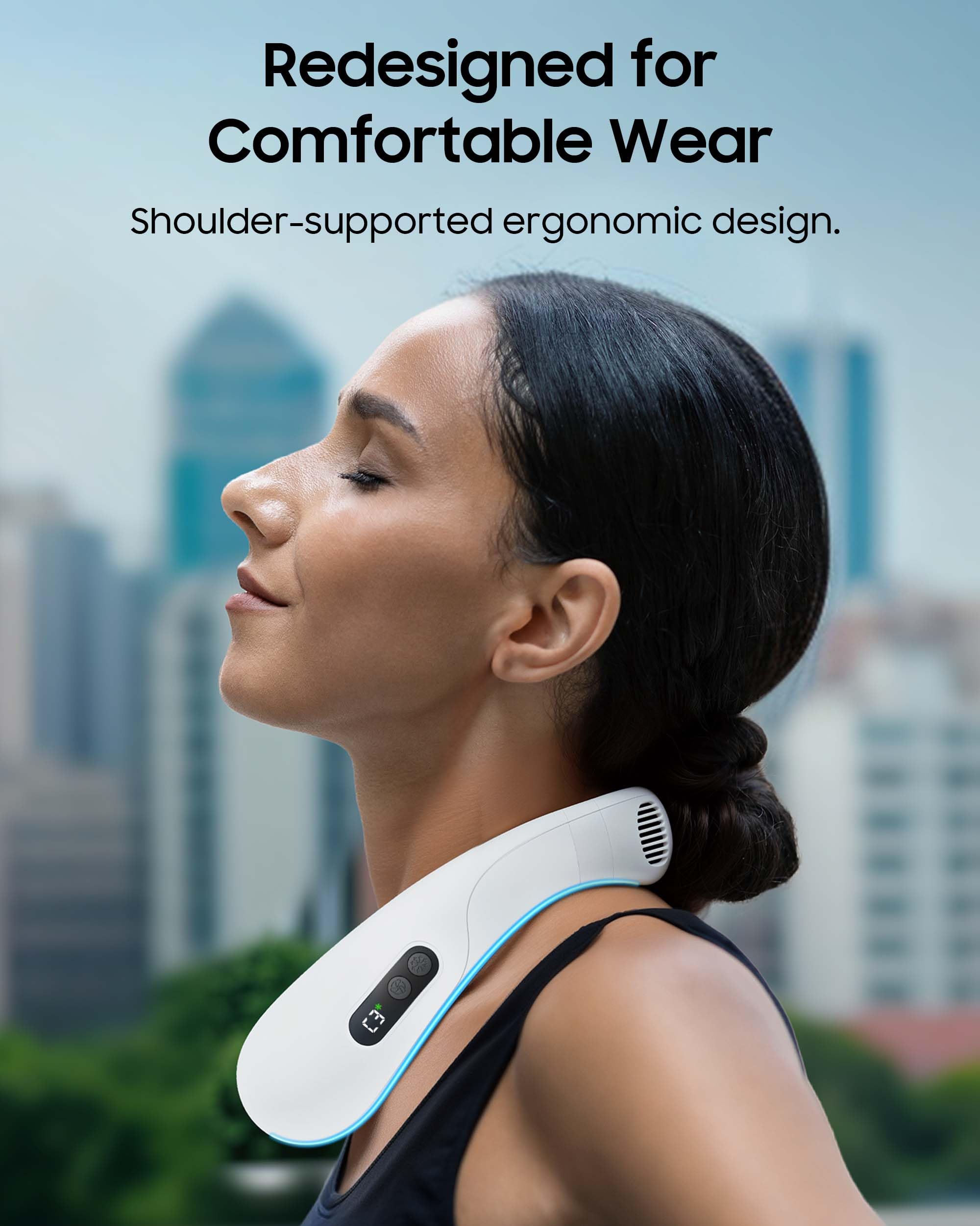 Higo Coolmaster Ultra Neck Fan, Neck Air Conditioner, 2 In 1 Cooling Neck Fan Portable Rechargeable, Wearable Personal Fan, 5500