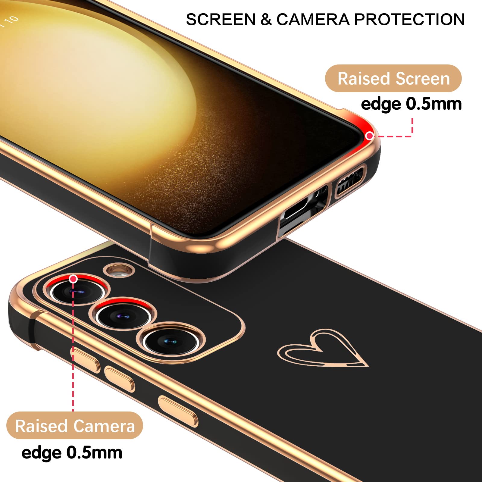 Bentoben For Samsung Galaxy S23 Case, Cute Heart Pattern Slim S23 Case, Soft Flexible Shockproof Tpu Bumper Women Girl Non Slip