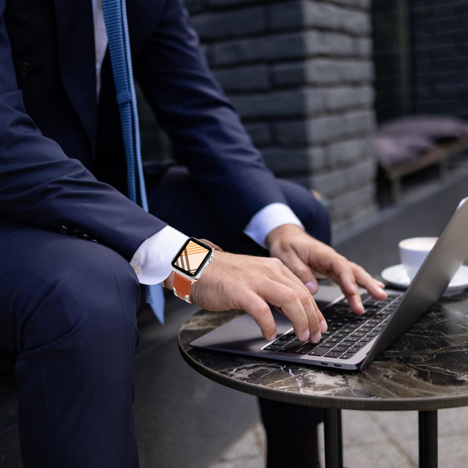 Designer Watch Band Compatible With Apple Watch Band 49Mm 45Mm 44Mm 42Mm For Women And Men, Luxury Leather Strap Replacement Pla