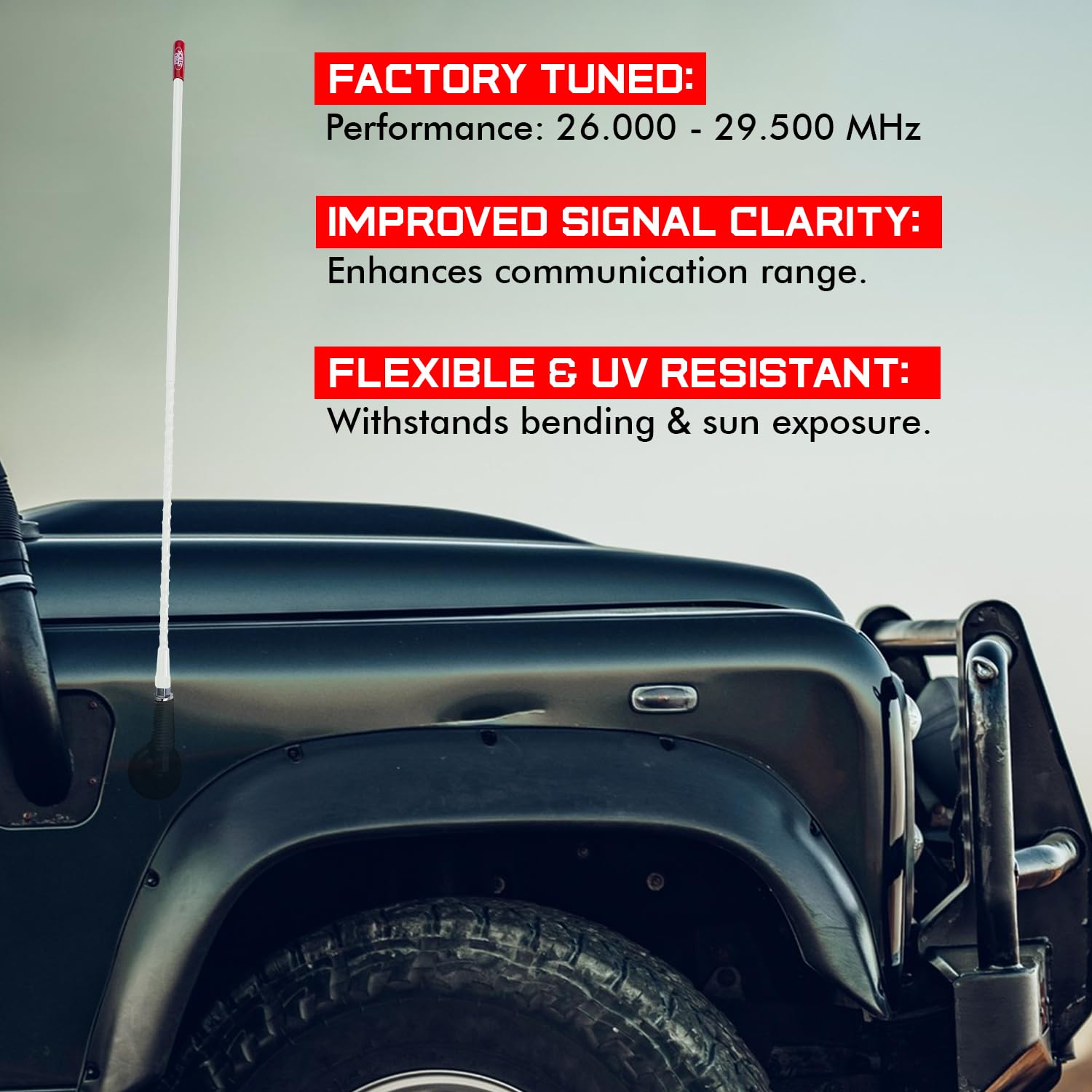 Prostick 3 Foot Fiberglass 1000 Watt   White Cb Radio Antenna