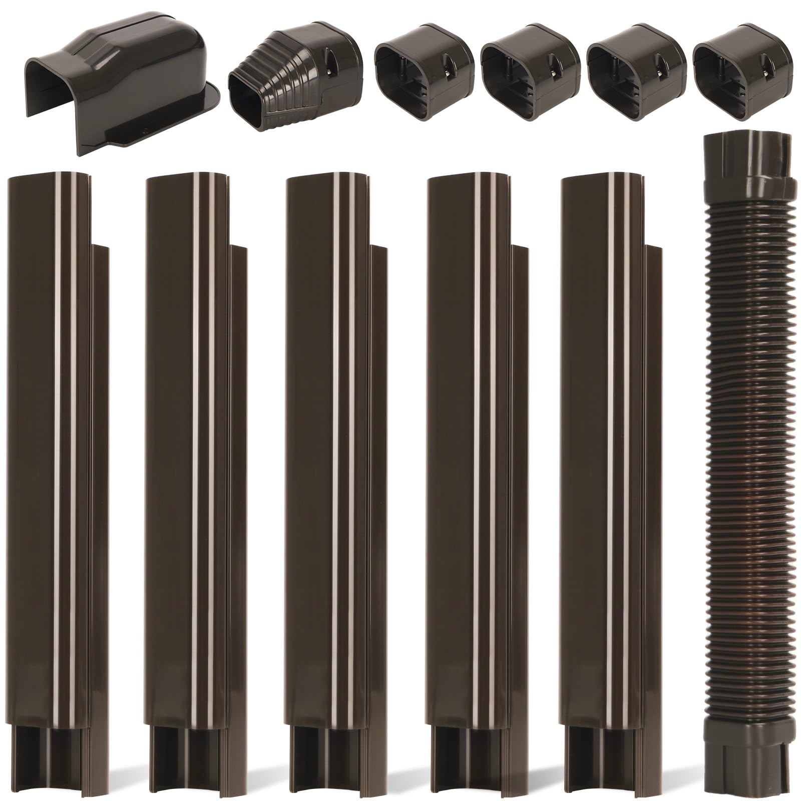 3'' W 10 Ft Line Set Cover Kit For Mini Split Air Conditioner Brown Decorative Pvc Line Cover Kit For Central Air Conditioner Mi