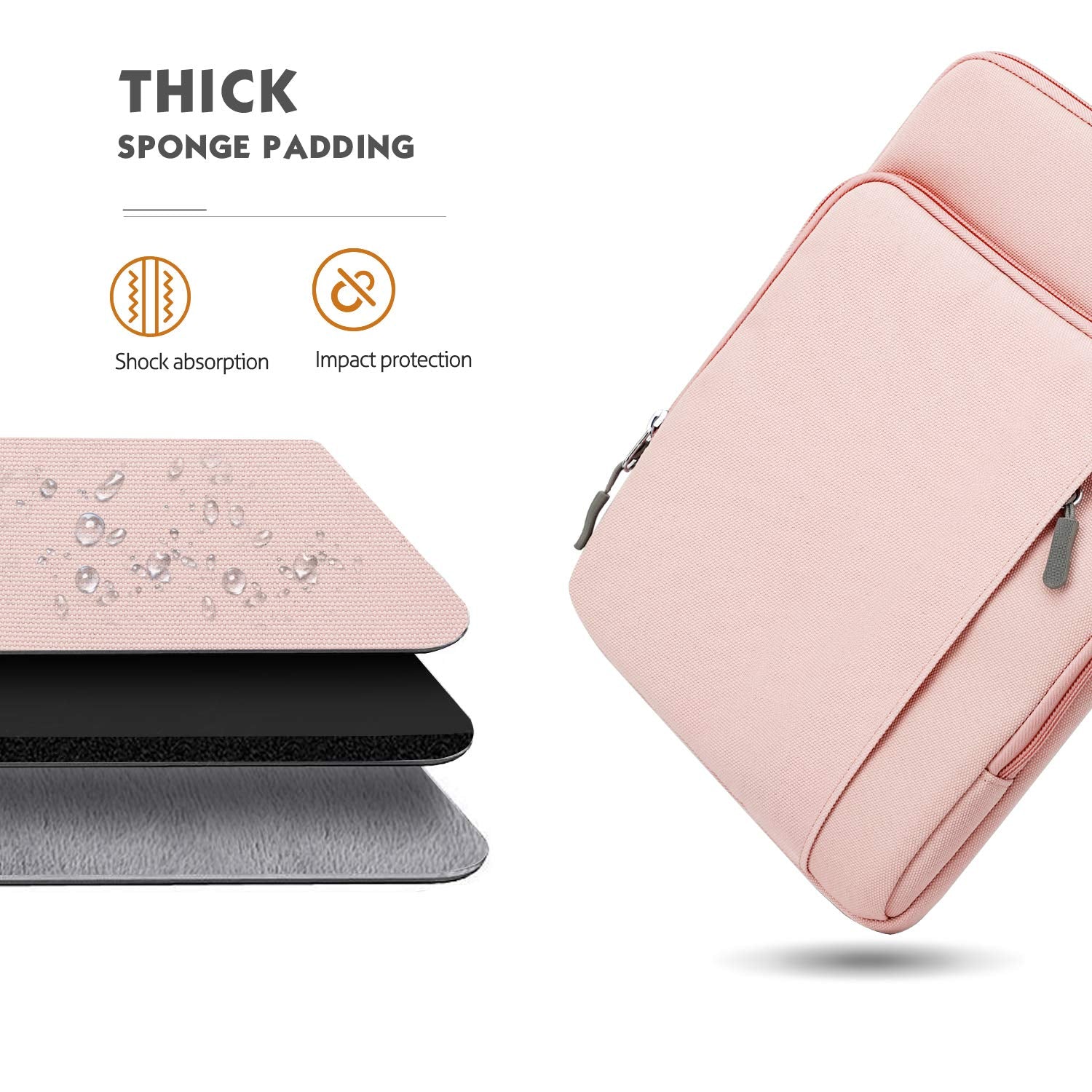 MoKo Laptop Sleeve Bag for 13.3 14 Inch, Notebook Carrying Case with Pocket Fits New MacBook Pro M3/M2 14' /13' M2/M1 Pro/M1 Max 14.2 2023 2021/Air 13.6' M2 2022, Surface Pro 9/8 13', Pink