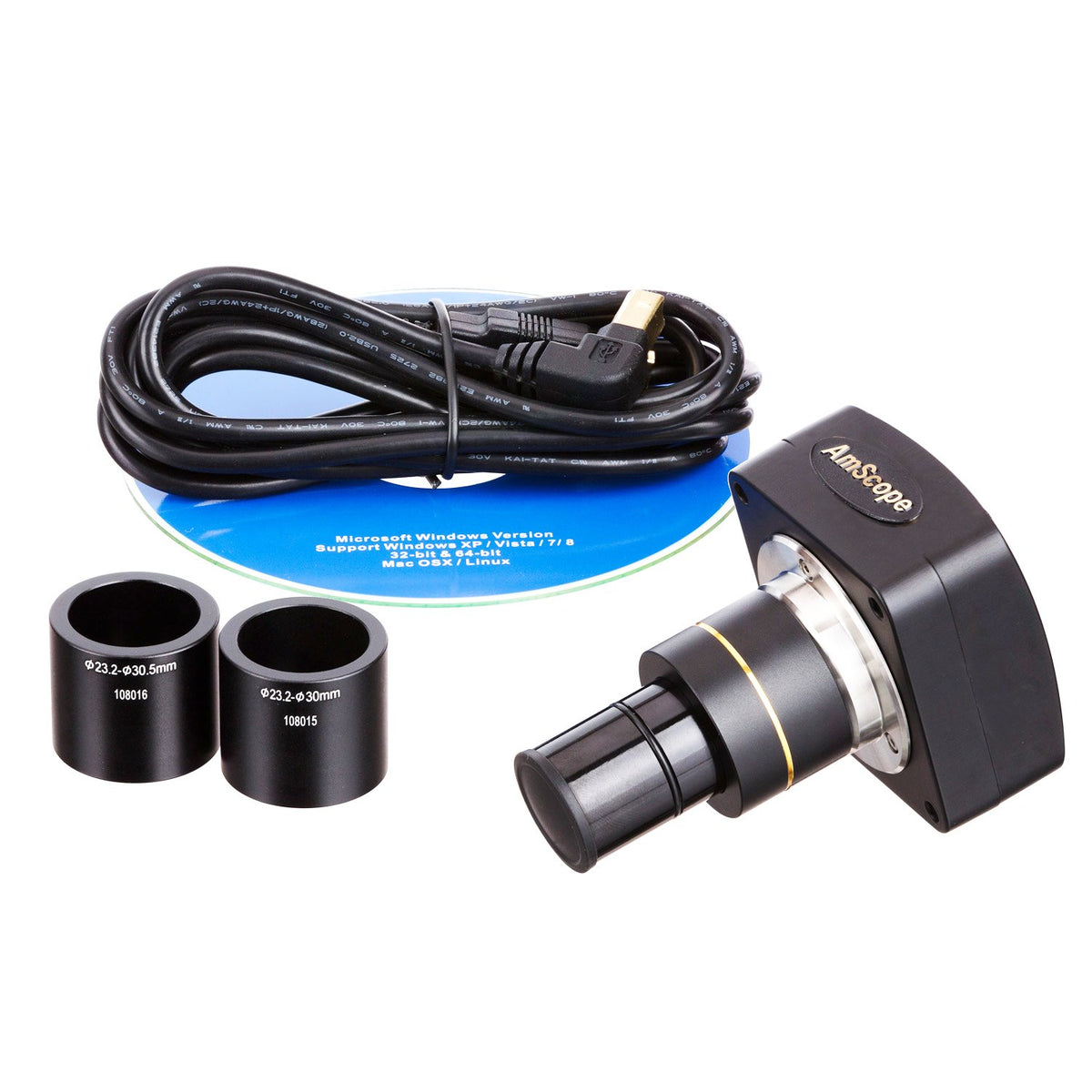 AmScope MU500-CK 5.0 MP USB Microscope Camera with Software and Calibration Kit, Compatible with Windows XP/Vista/7/8/10 and Mac OSX
