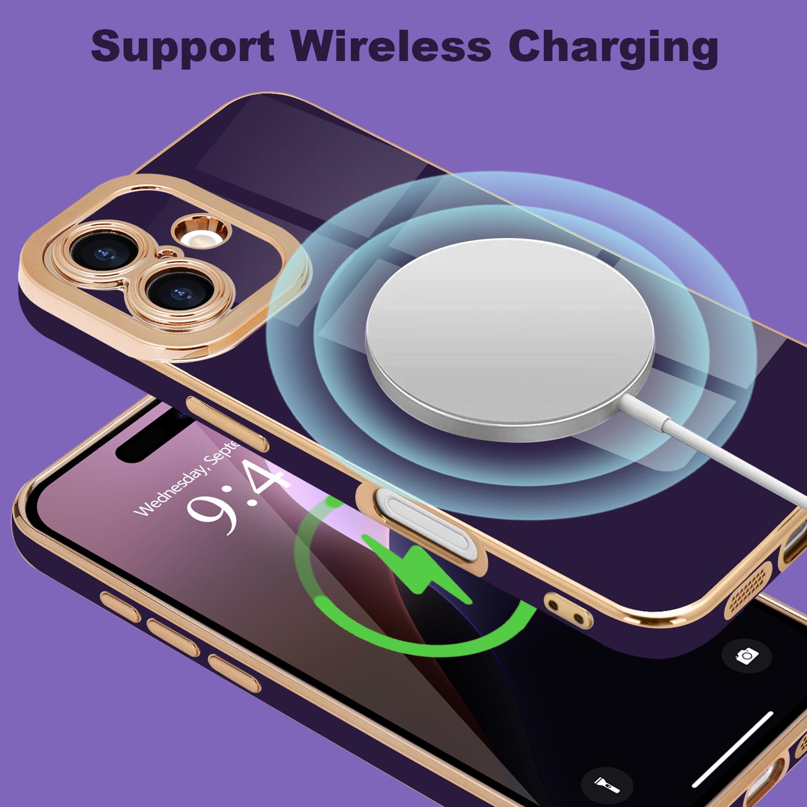 Lafunda Designed For Iphone 16 Plus Case Cute, Luxury Plating Case For Women Girls Gold Edge Soft Tpu Bumper Cover With Camera P