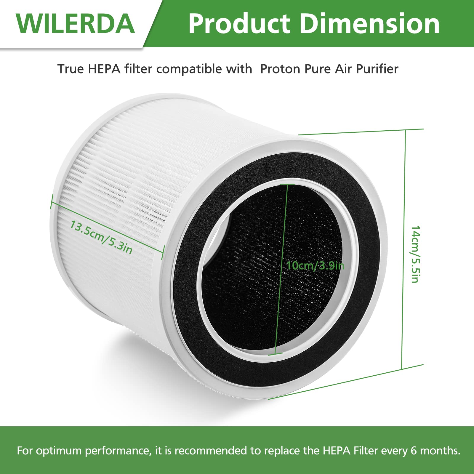 2 Pack True Hepa Replacement Filters Only Compatible With Proton Pure Air Purifier, 3 Step Filtration System, H13 True Hepa Filt