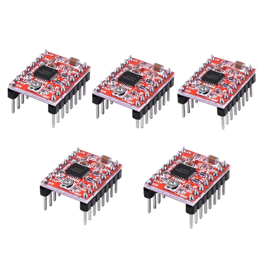 Hiletgo 5Pcs A4988 Stepstick Stepper Motor Driver Module With Heat Sink For 3D Printer Reprap Suitable For Mendel Huxley Arduino