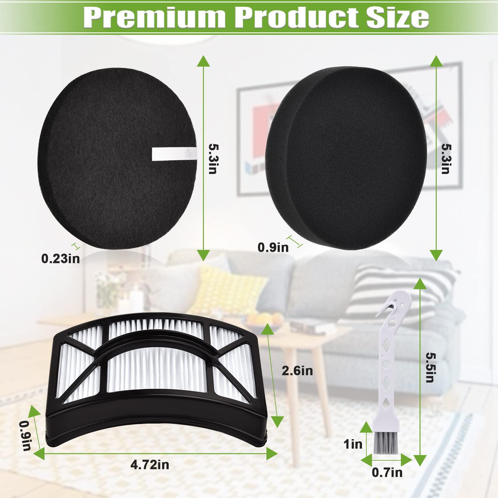 Anicell Filter Replacement For Bissell Cleanview 2492 2488 2486 2494 2487 2492 2491 2484 Powerclean Rewind Pet Vacuum, 4 Foam +