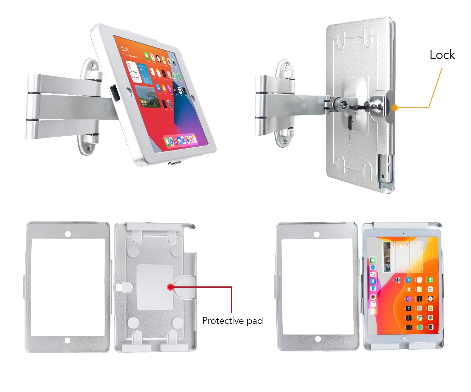 Westruggle Tablet Wall Mount Bracket With Fold For Ipad 10.2 Inch (9Th,8Th,7Th Gen.), Extend Adjustable Arm Swivel With Anti The