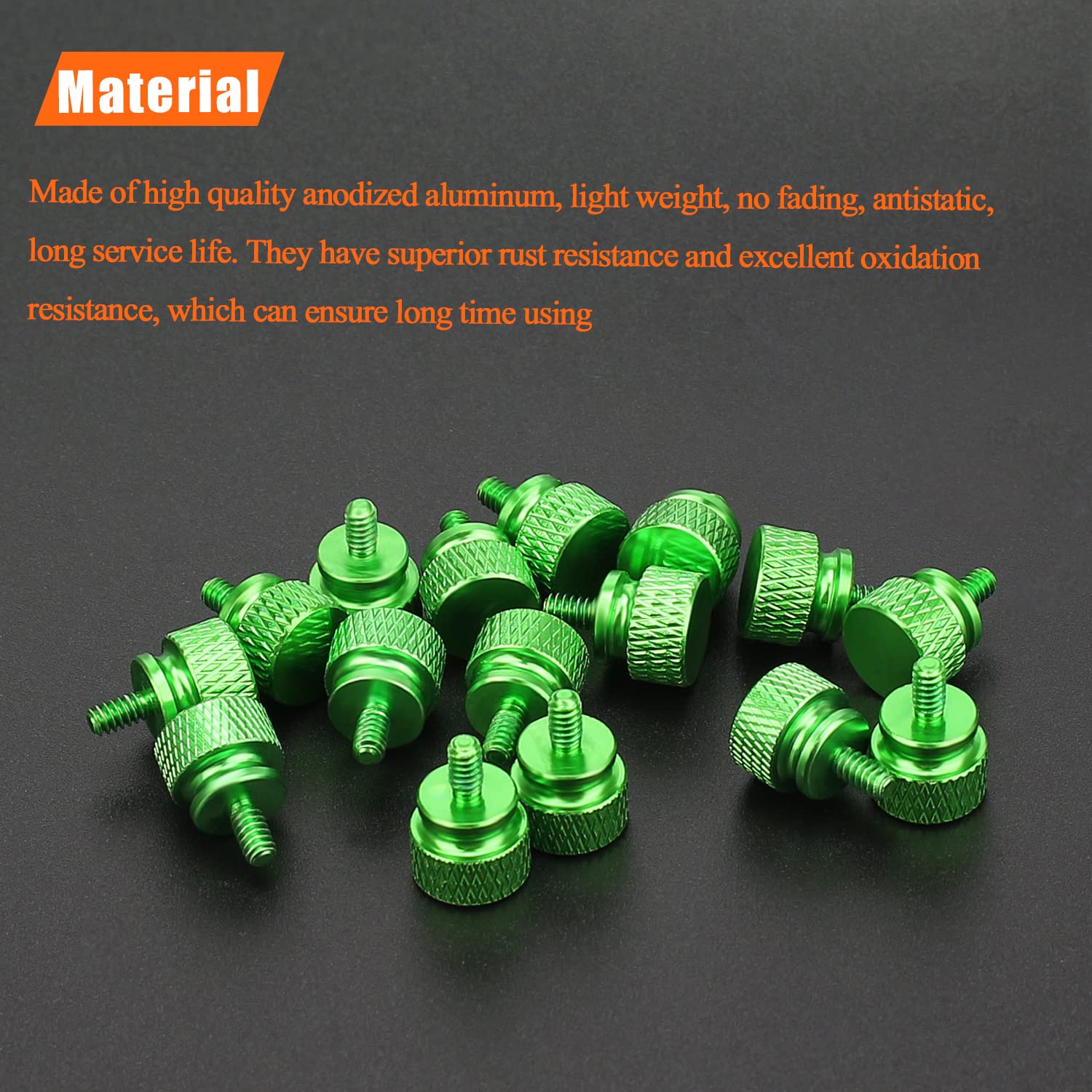 Helifouner 20 Pieces 6 32 Thread, Green Color Anodized Aluminum Computer Case Thumbscrews, Thumb Screws For Computer Case/Cover/