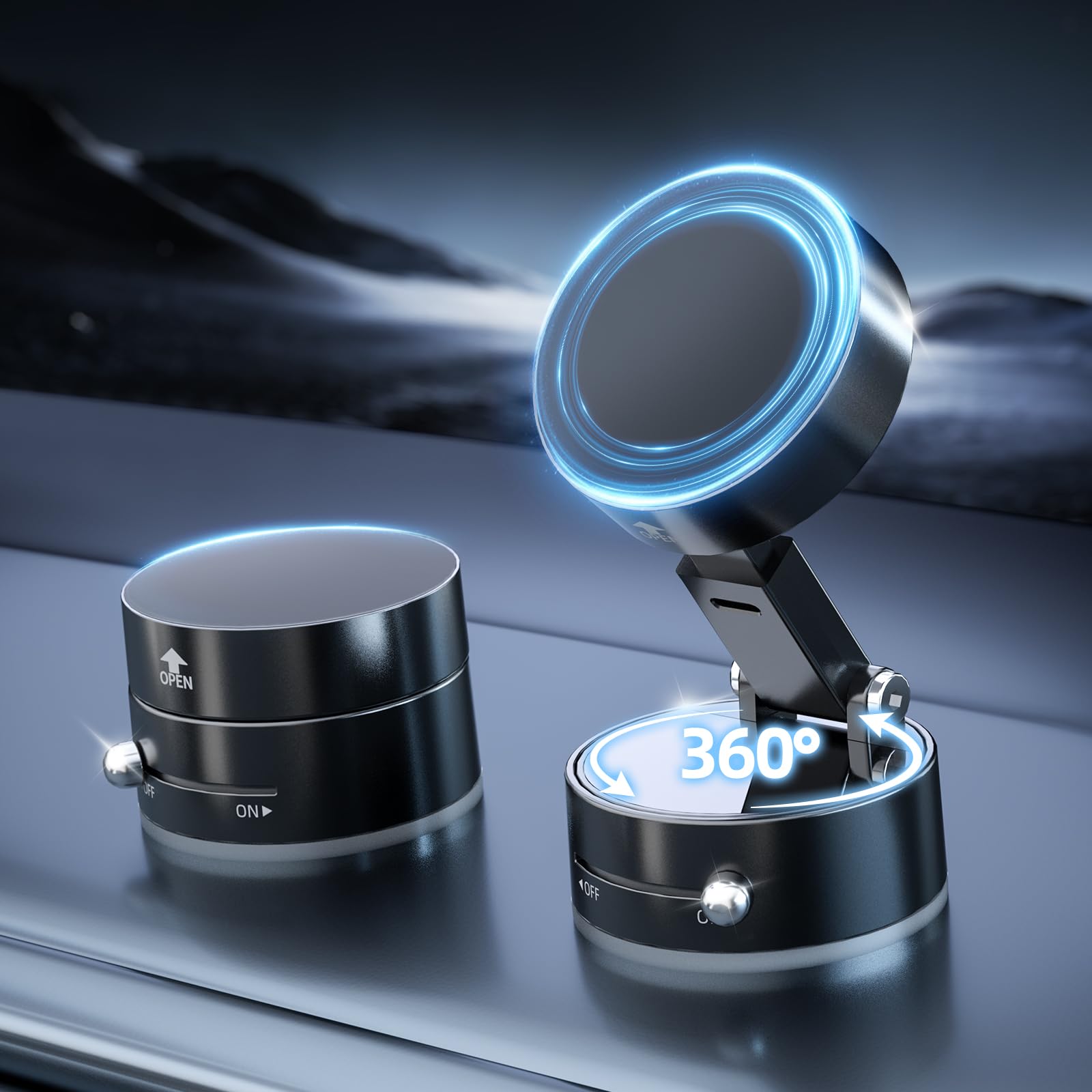 Vacuum Magnetic Phone Holder for Car, Upgraded 360Suction Cup Phone Mount Foldable Magnetic Car Phone Holder Mount Retractable S
