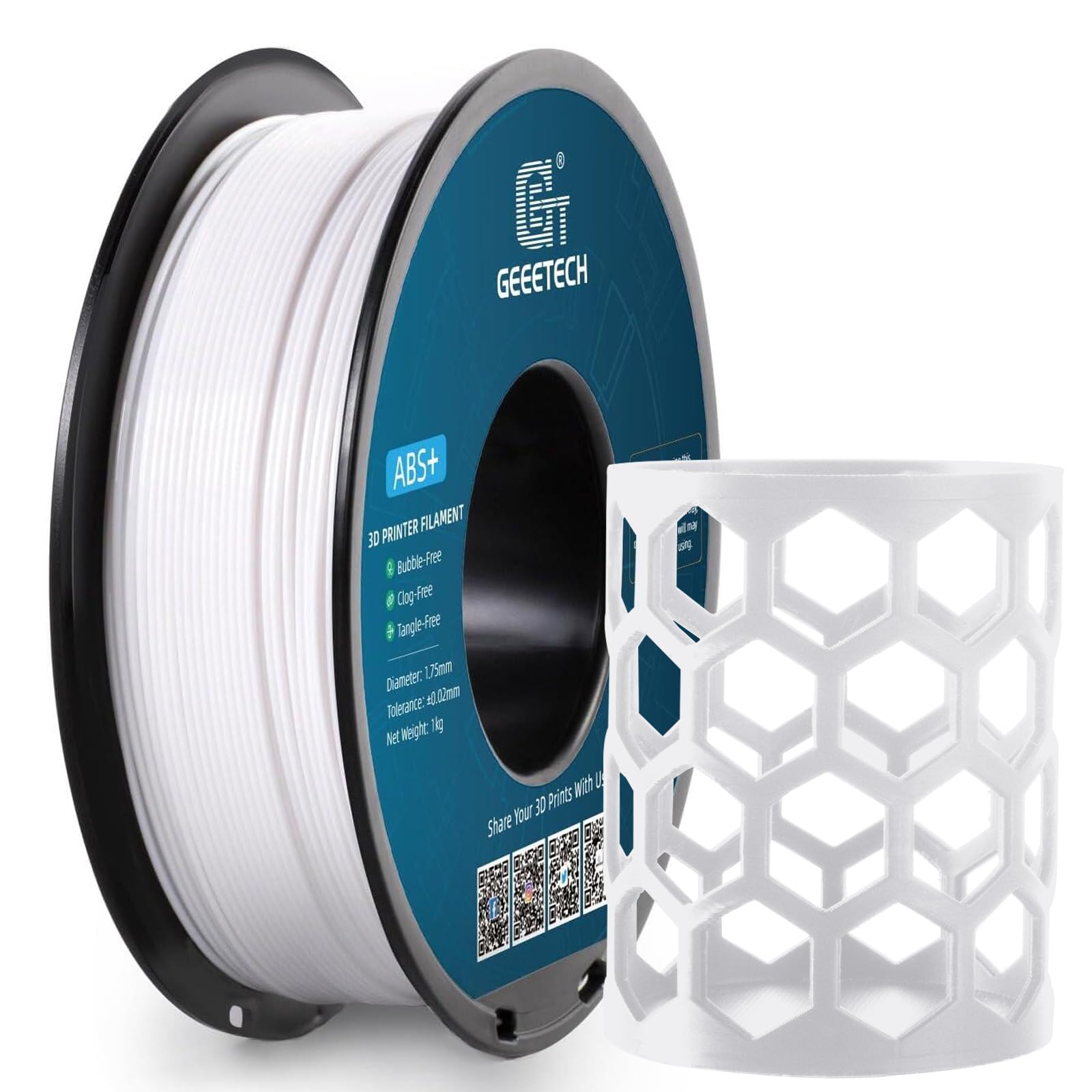 Geeetech ABS+ Filament 1.75mm, Strong and Durable 3D Printer Filament, Low Warping Rate, Impact-Resistant, Dimensional Accuracy 
