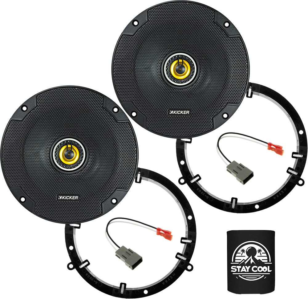 KICKER Front Door 6.5 Speakers Kit for Honda Accord 1998-2007 Upgrade Kit - Pair of CS Series 6 1/2 Inch Coaxial Speakers with A