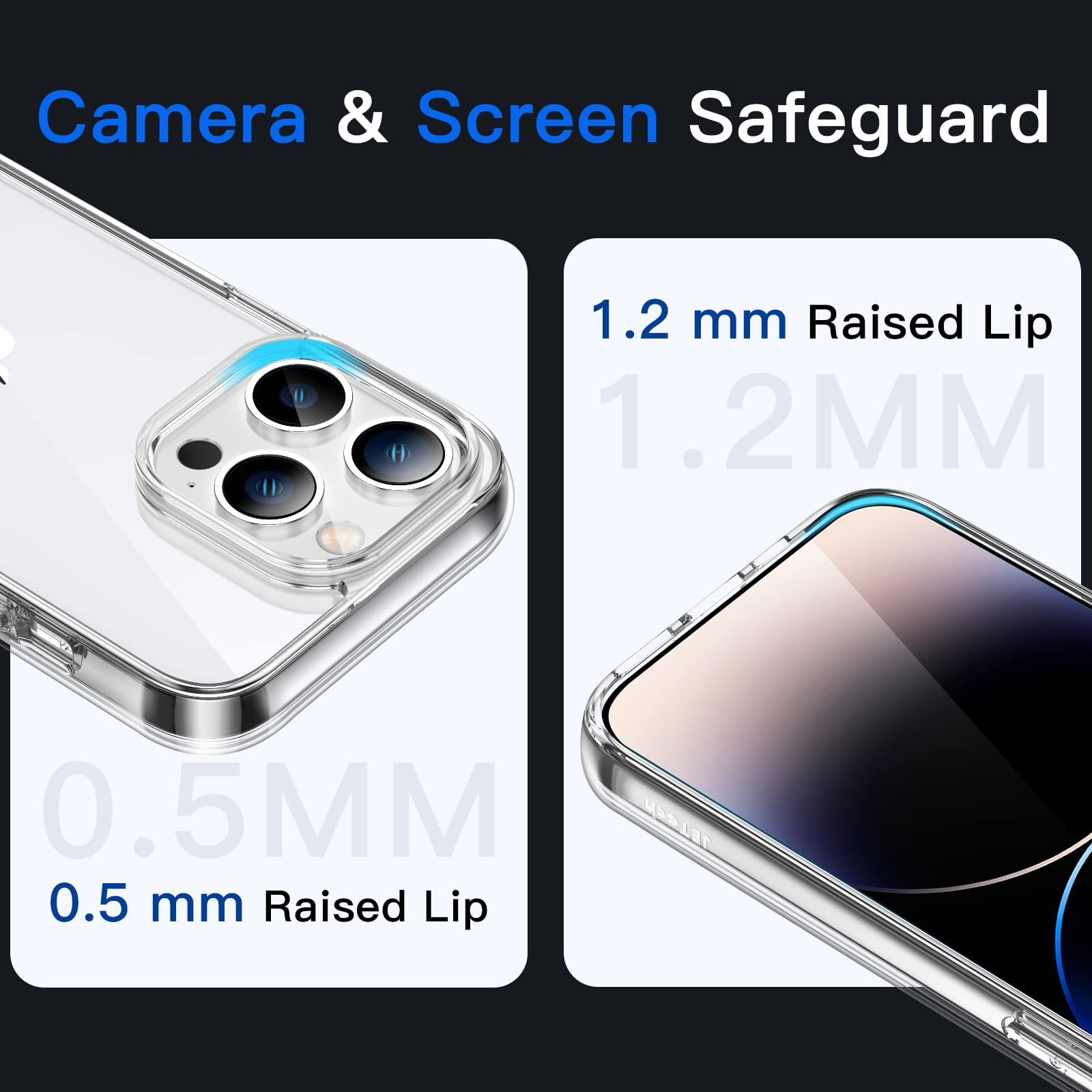 Jetech Case For Iphone 14 Pro Max 6.7 Inch, Non Yellowing Shockproof Phone Bumper Cover, Anti Scratch Clear Back (Clear)