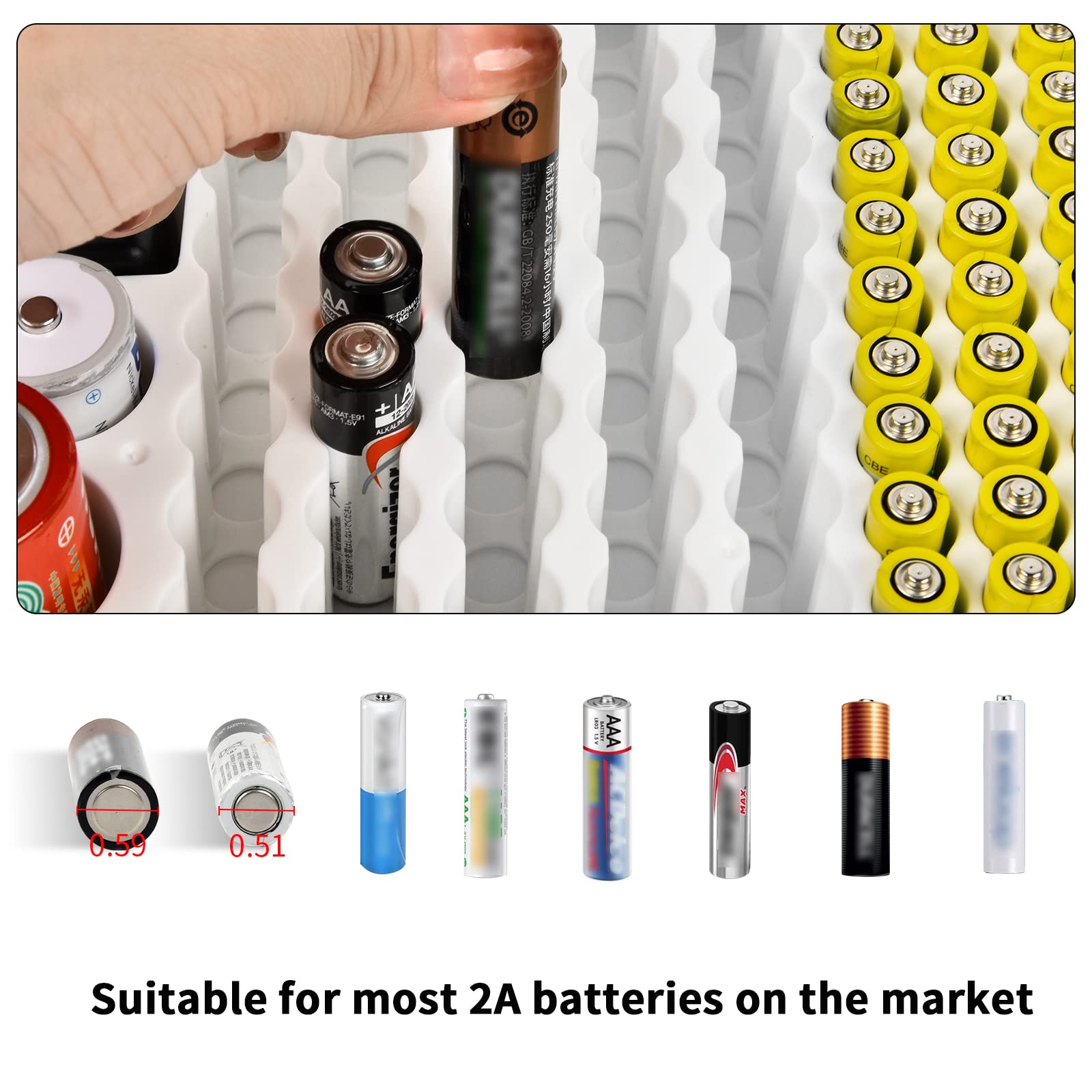 Battery Organizer Storage Case With Tester Checker. Batteries Holder Box Container For 120+ Aa Aaa 9V C D Lithium Cr2025 Cr1632
