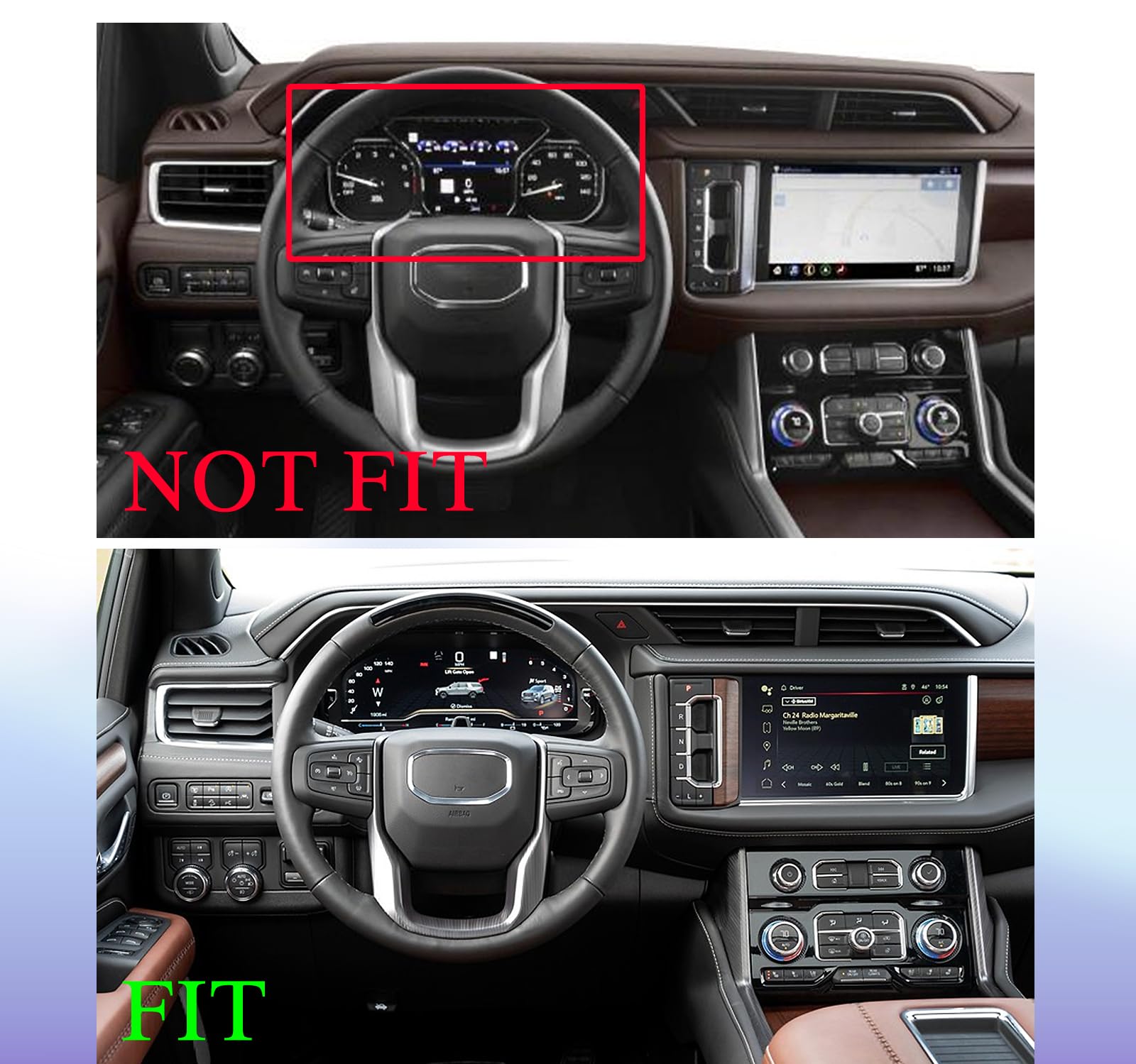 4Pcs 2024 2023 Gmc Yukon (Xl) Denali/Denali Ultimate Compatible With 2024 2023 2022 Gmc Yukon Navigation 10.2Inch & Dual 12.6Inc