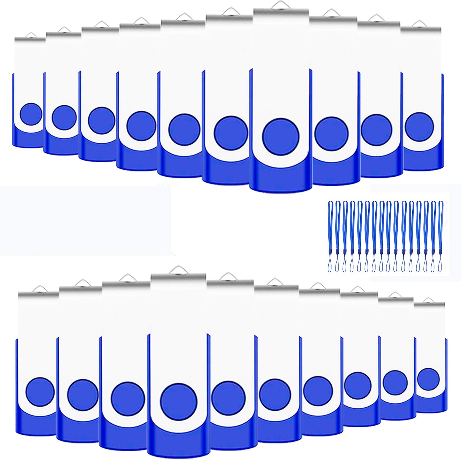 1Gb Usb Flash Drives 100 Pack, Eastbull Usb 2.0 Flash Drive Bulk Thumb Drive Pack Memory Stick Swivel Pen Drives (Blue)